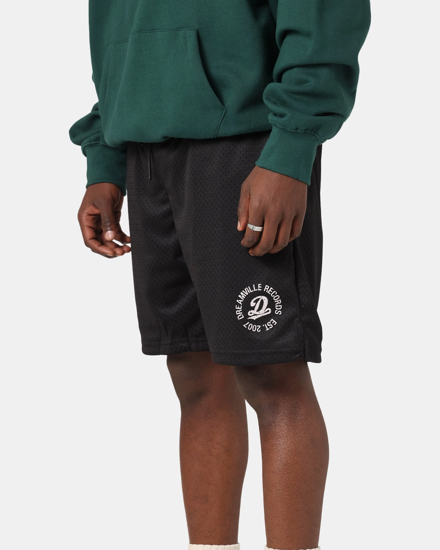 beach volleyball gear anti static coating Dreamville Records Mesh Shorts Black Mesh