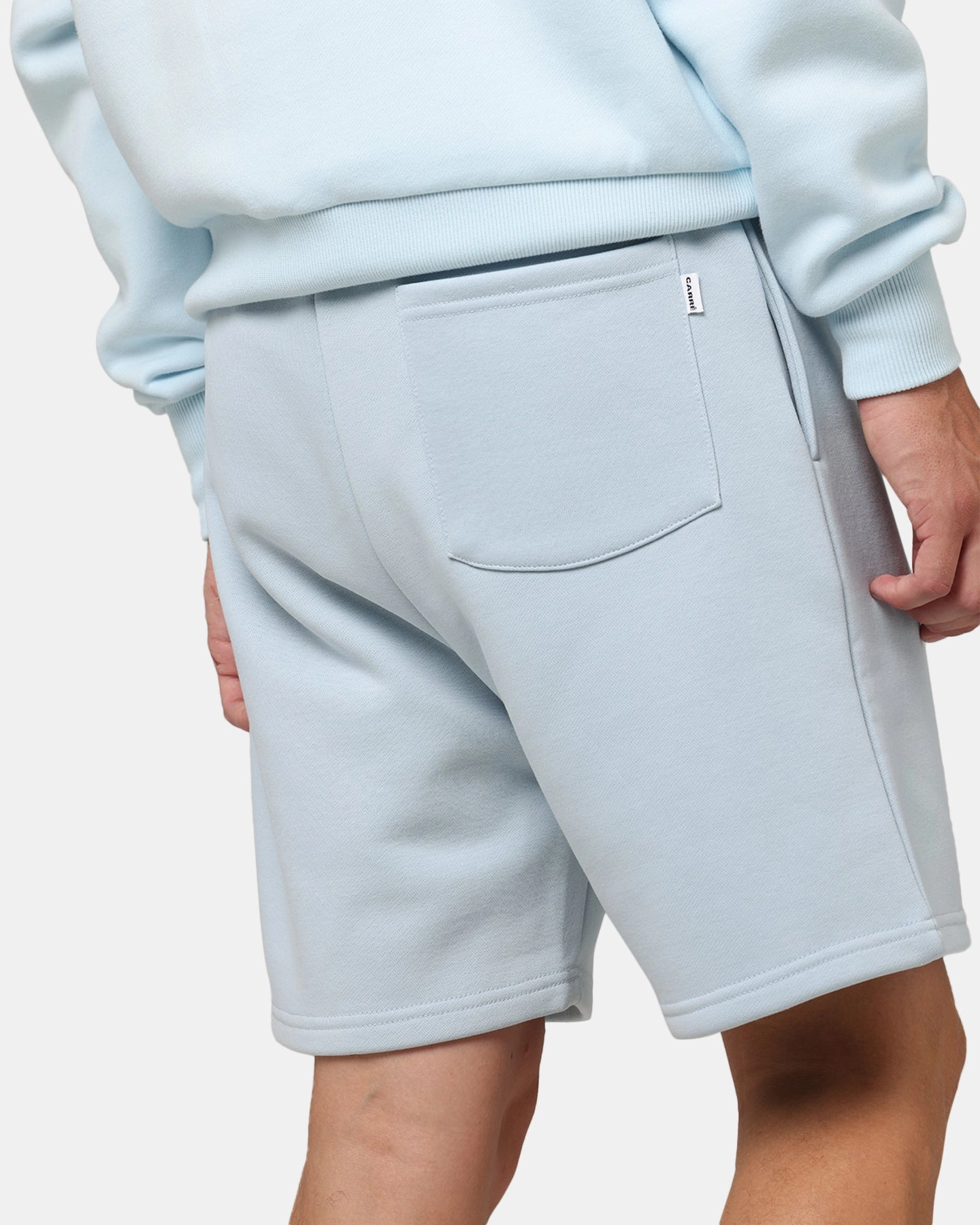 dress shirt poolside fashion Carre Premium Essentials Sweat Shorts Baby Blue