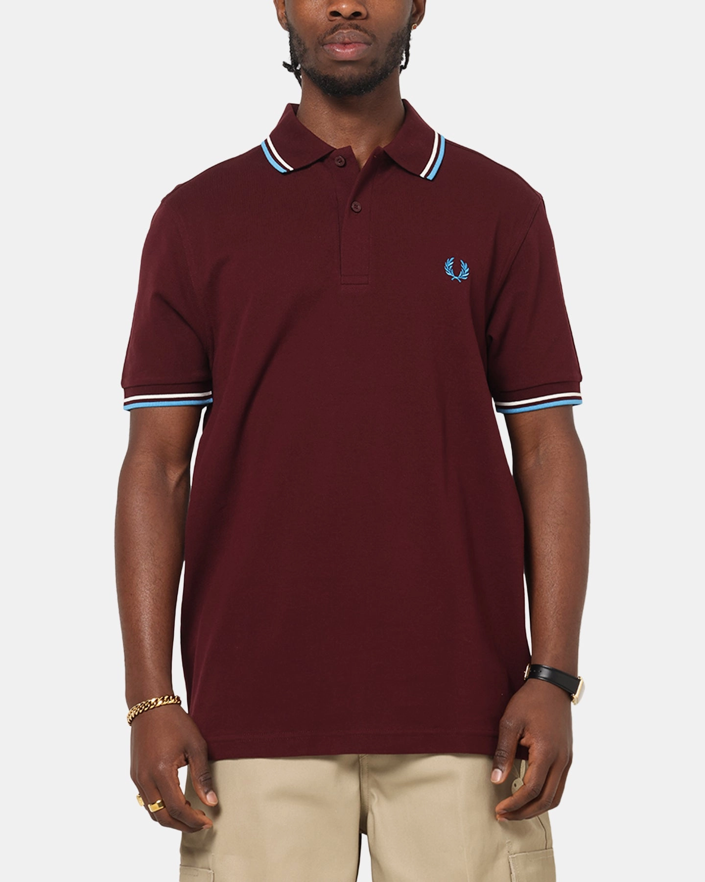 Active Wear Fred Perry Twin Tipped Polo Shirt Oxblood