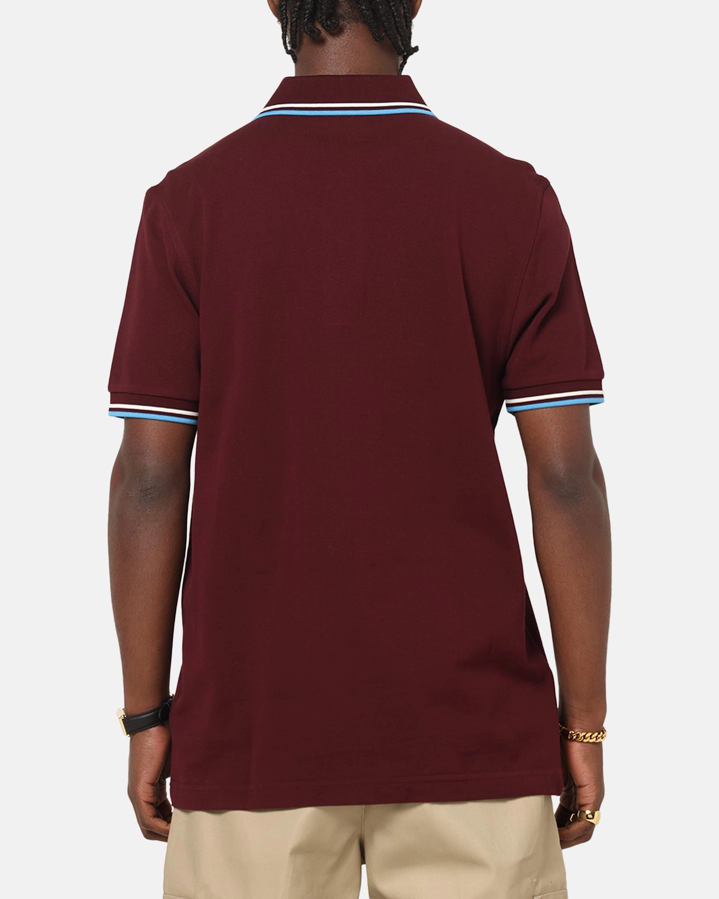 Fred Perry Twin Tipped Polo Shirt Oxblood Lightweight Knit Material Athletic Cut