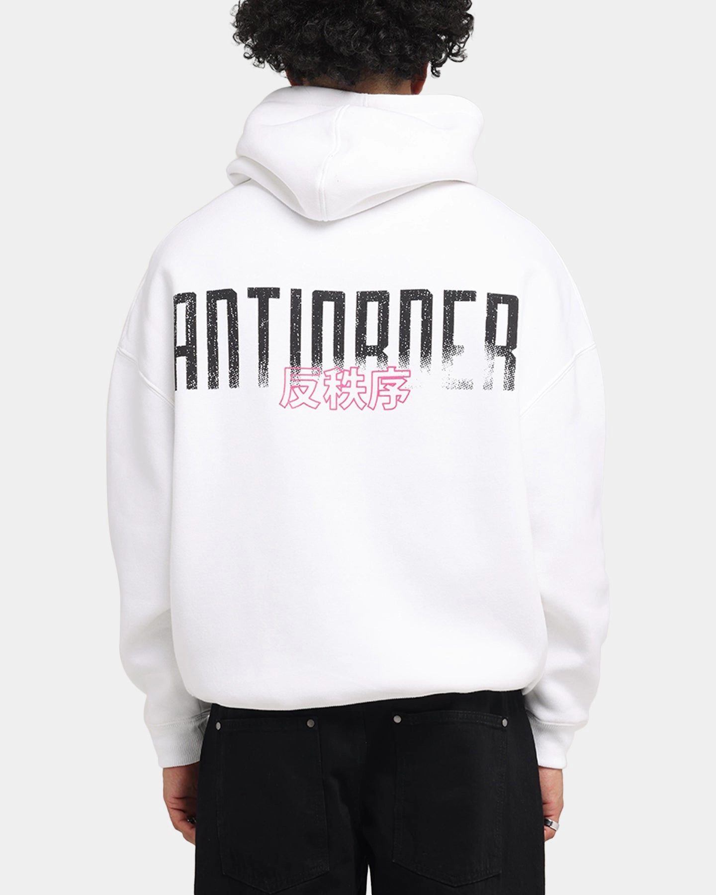 French Terry Construction The Anti Order Ryuken Boxy Hoodie White