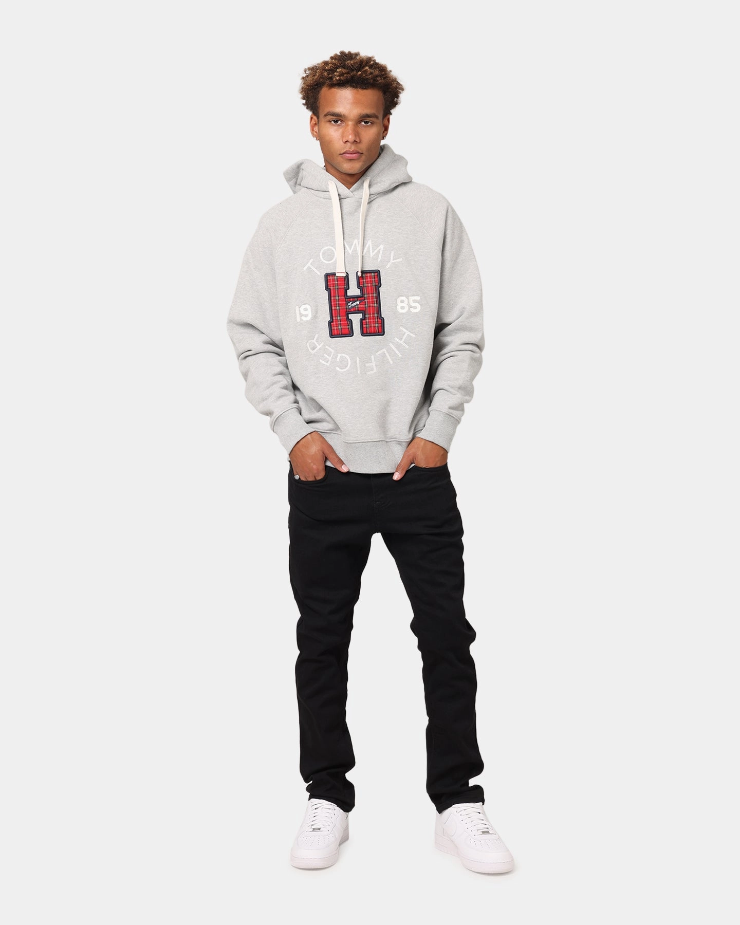 minimalistic Winter Night Tommy Jeans Terry Hoodie Light Grey Heat