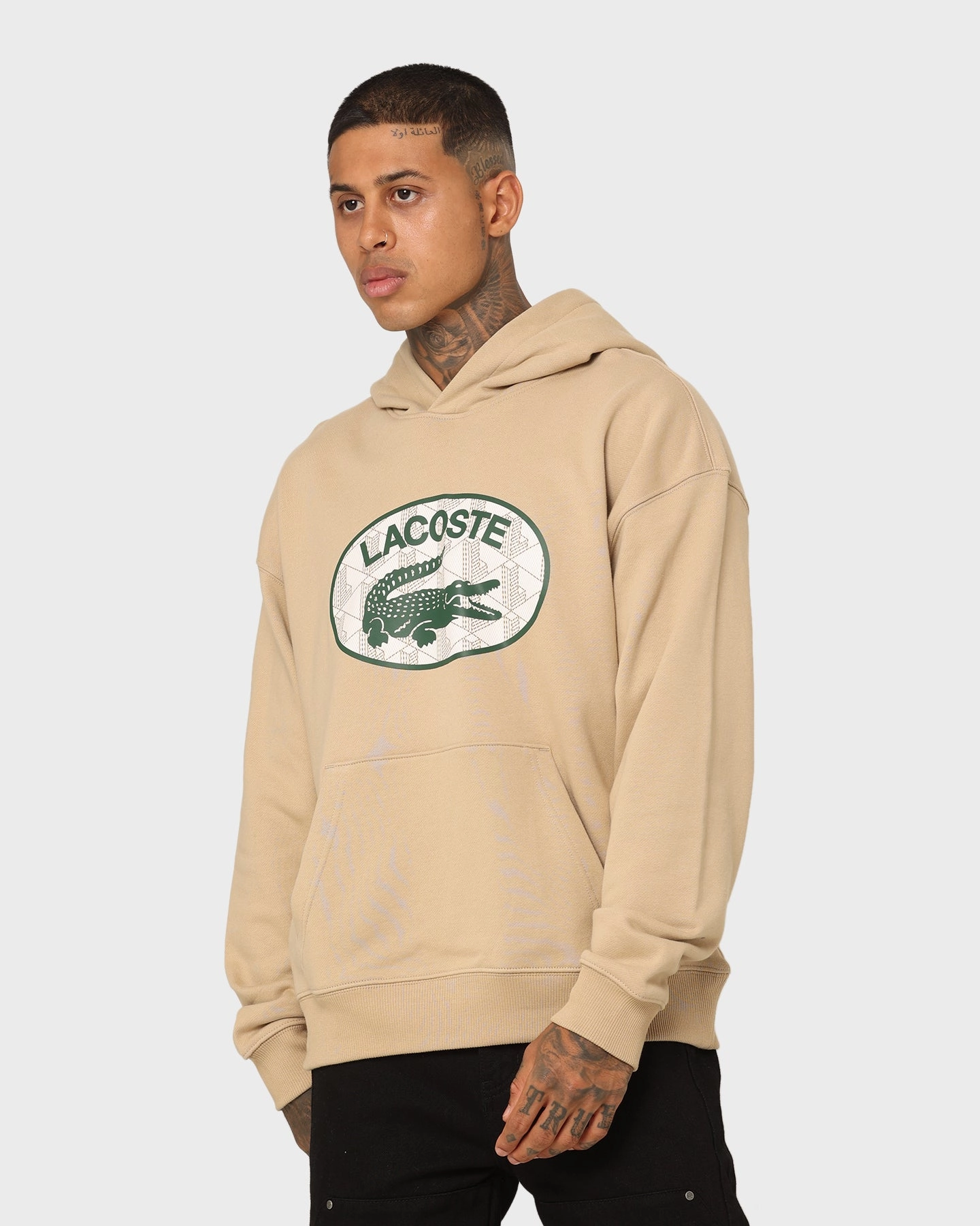 Lacoste Monogram Logo Hoodie Viennese Recycled Polyester Secure