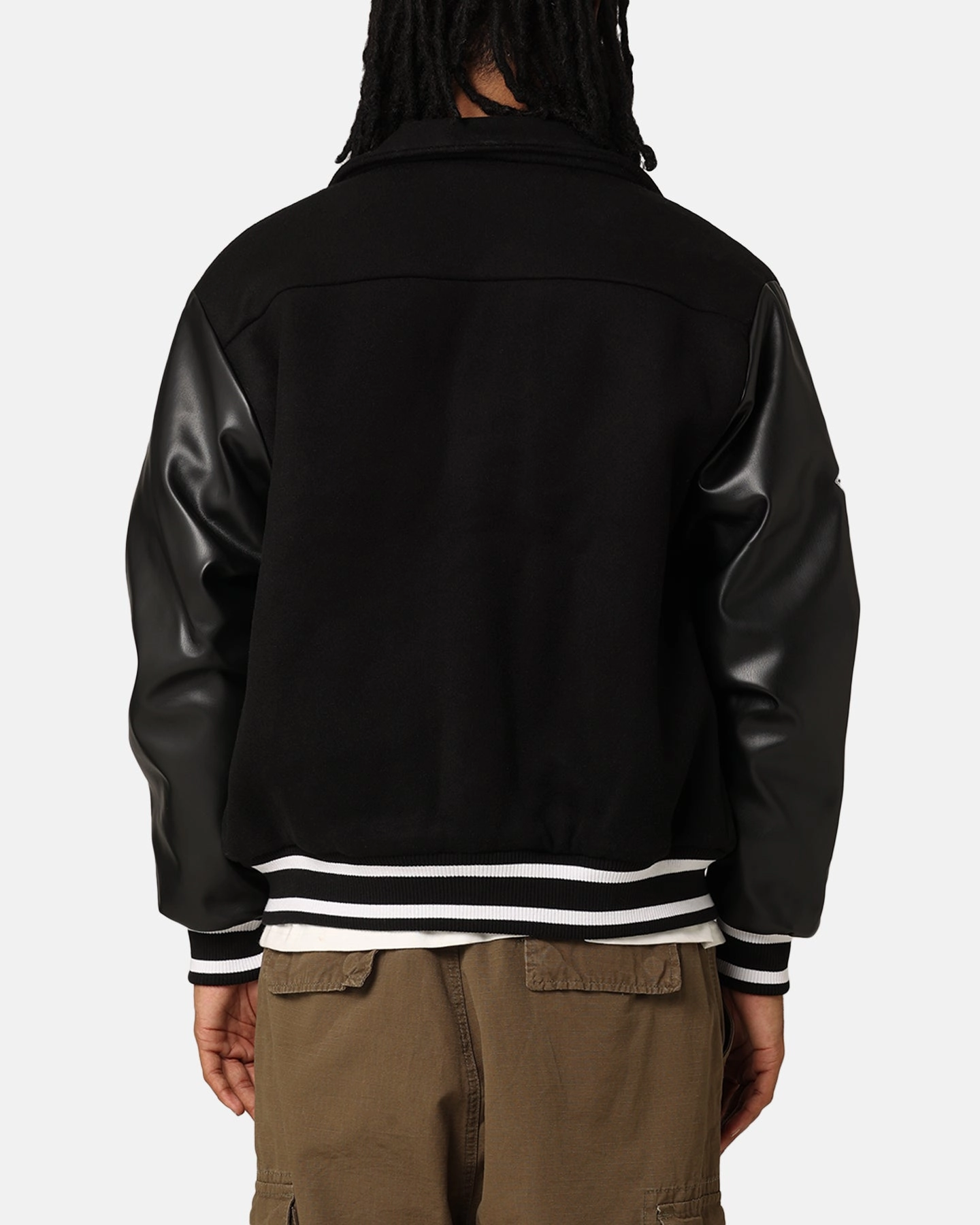 Travel Light humid Majestic Athletic Chicago White Sox City PU Melton Letterman Jacket Faded Black