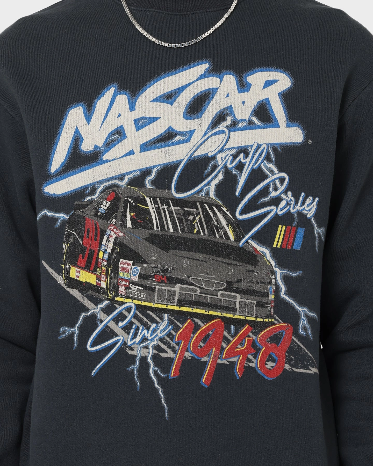 NASCAR Lightning Cup Series Crewneck Washed Black All Season Knitwear Relaxed Outfit