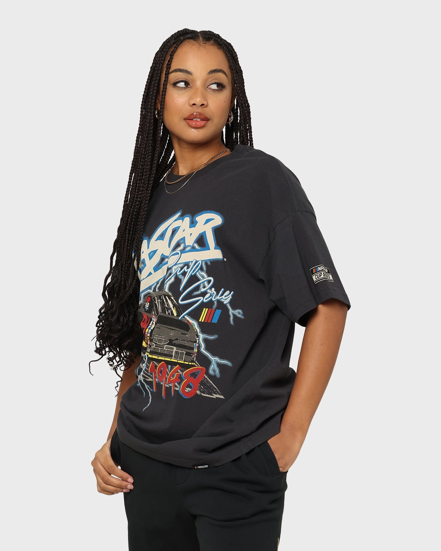 Classic Color NASCAR Lightning Cup Series T-Shirt Washed Black