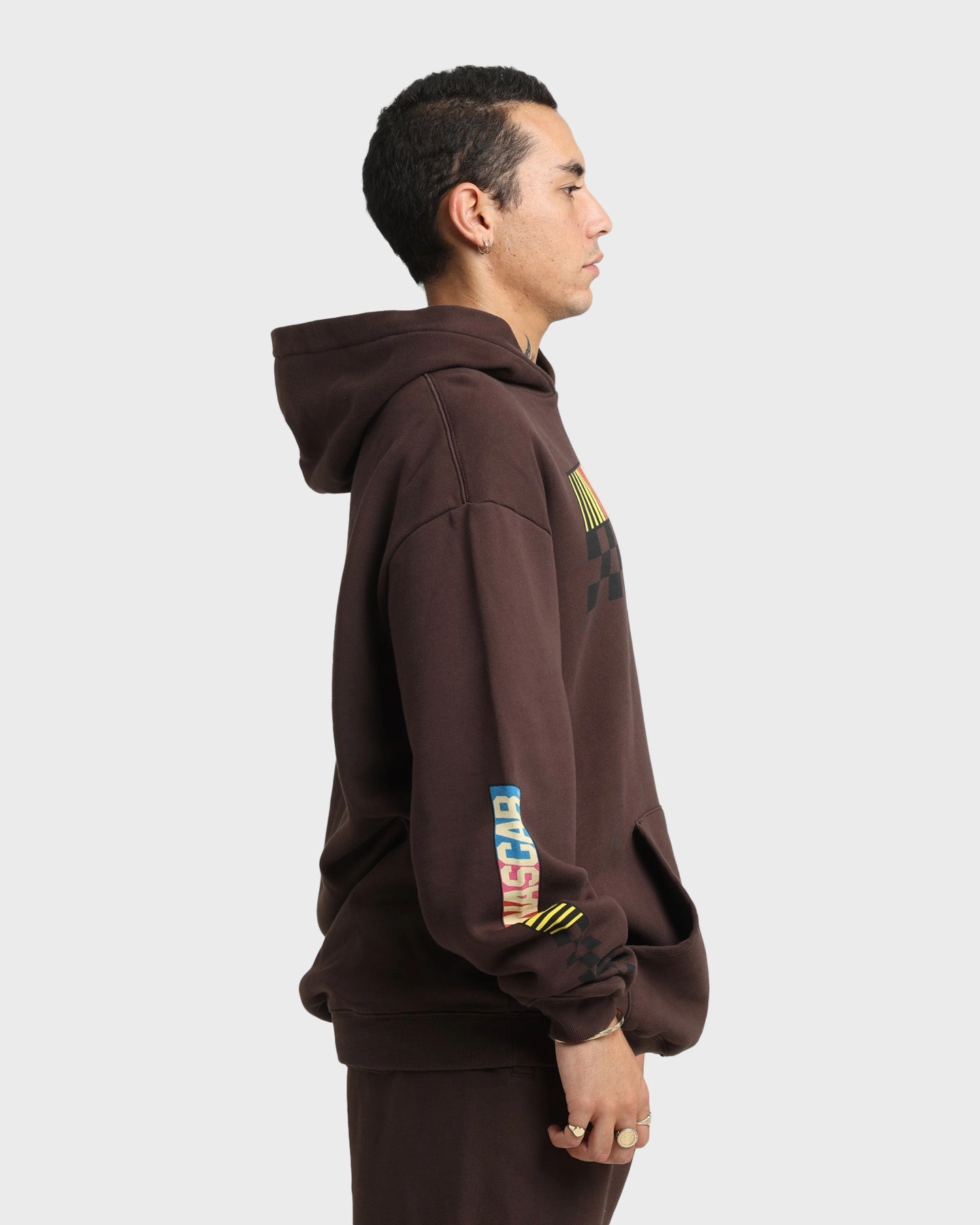 NASCAR NASCAR Racing Hoodie Chocolate Brown Softshell Technology Water Resistant Material