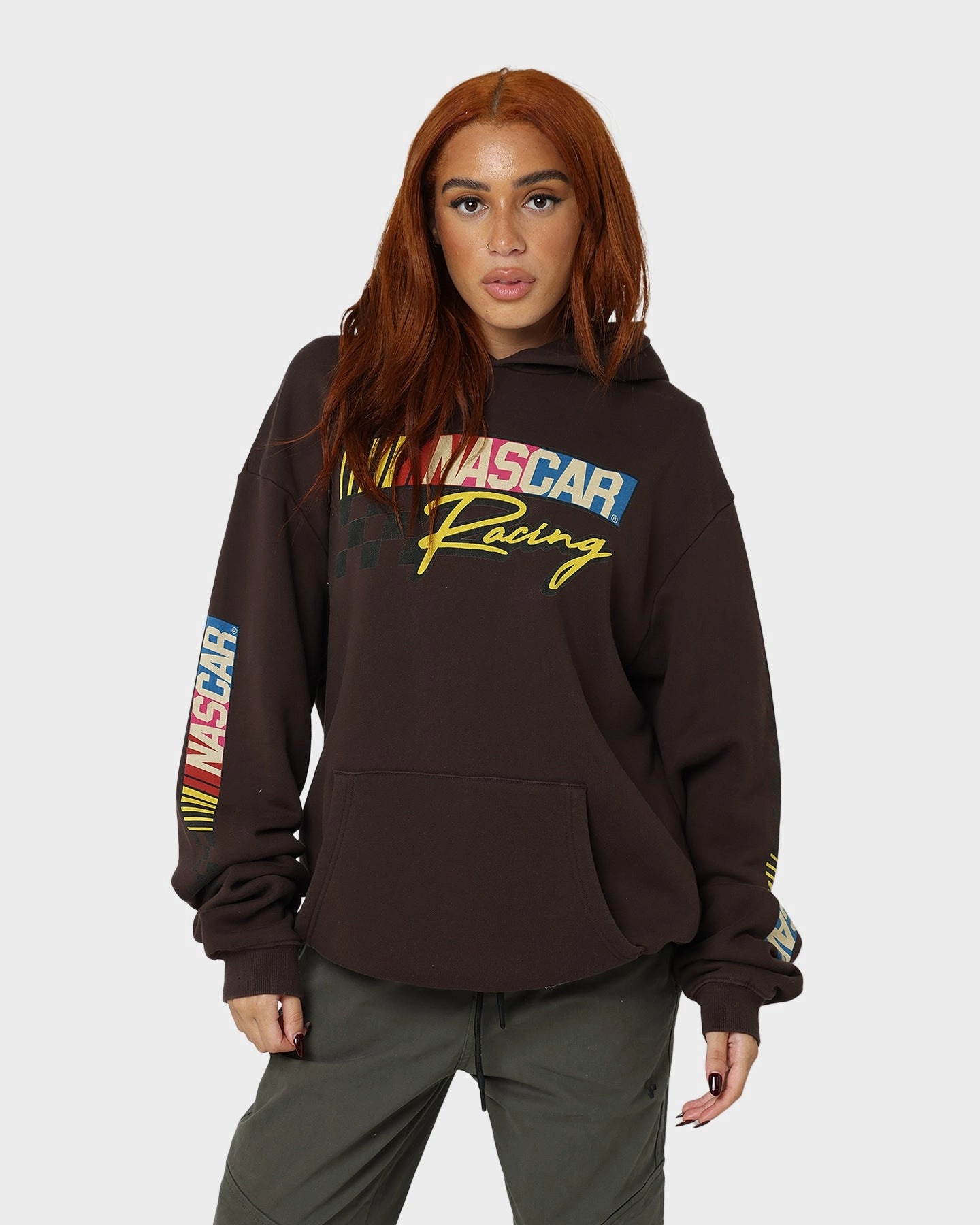 VentilatedPanels Brand Name NASCAR NASCAR Racing Hoodie Chocolate Brown