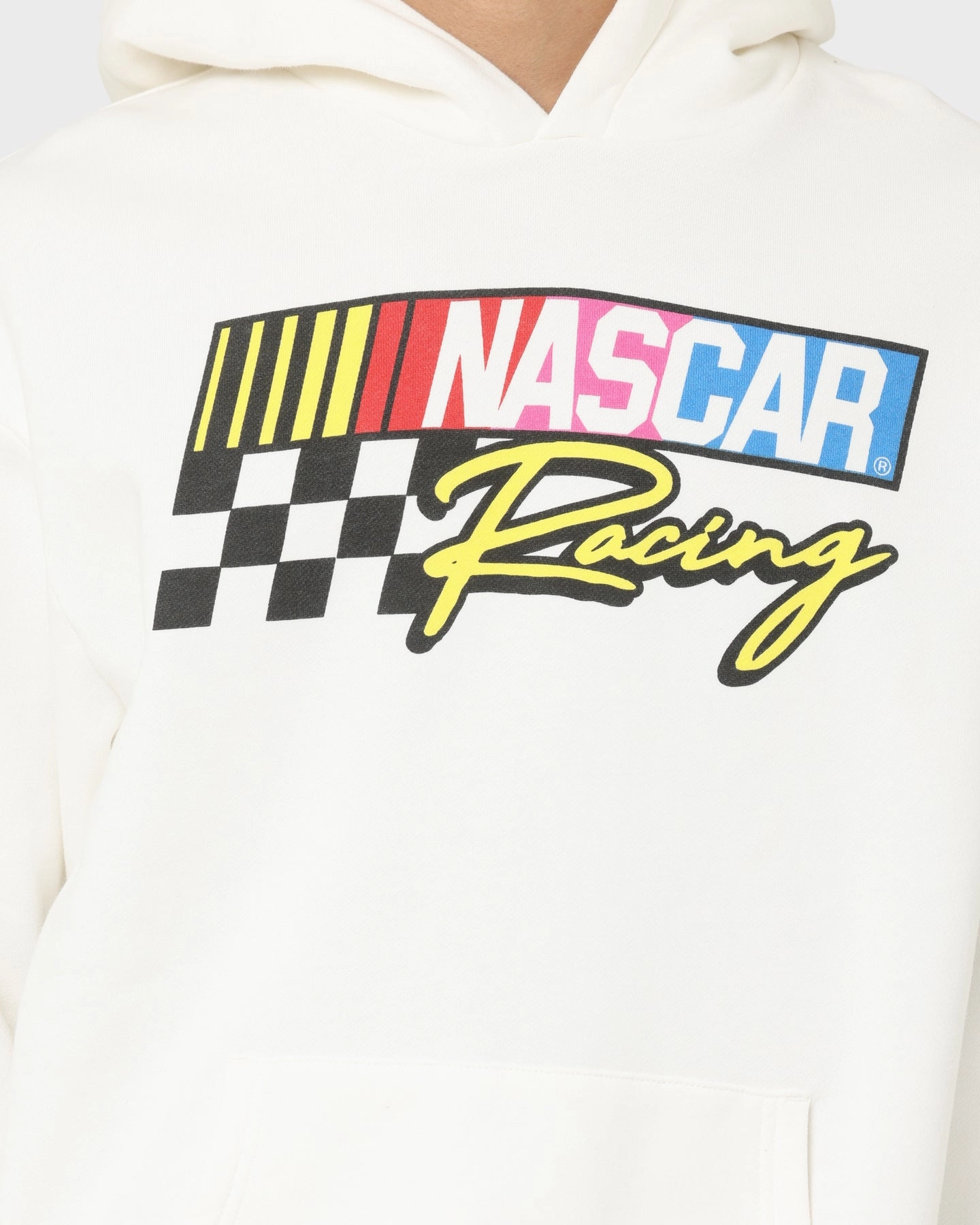 NASCAR NASCAR Racing Hoodie Vintage White Stand Up Collar