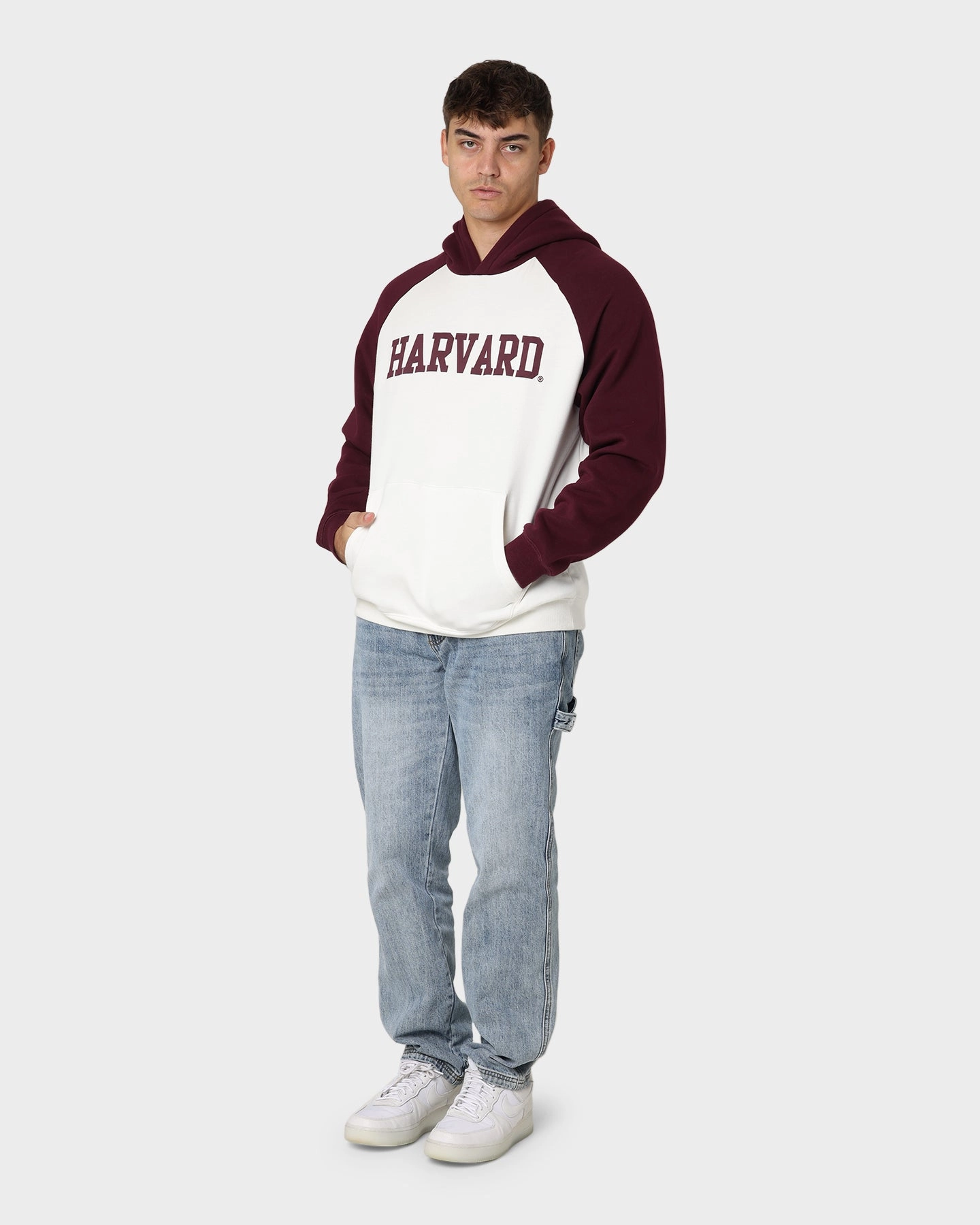 sunglasses National Collegiate Athletic Association Harvard Crimson Two Tone Raglan Hoodie Vintage White