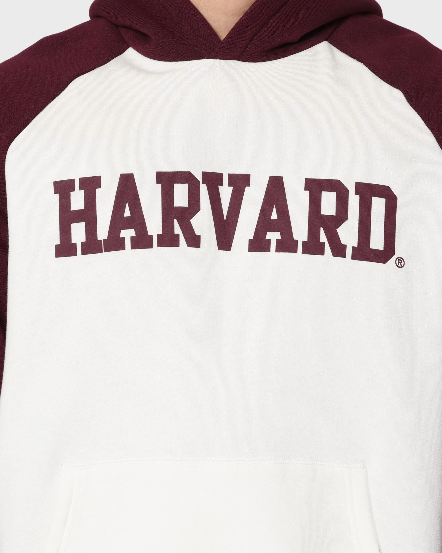 Moisture Wicking Lining National Collegiate Athletic Association Harvard Crimson Two Tone Raglan Hoodie Vintage White
