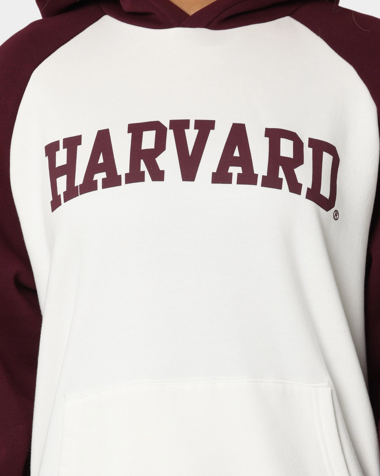 LightweightFabric Suitable for team sports National Collegiate Athletic Association Harvard Crimson Two Tone Raglan Hoodie Vintage White