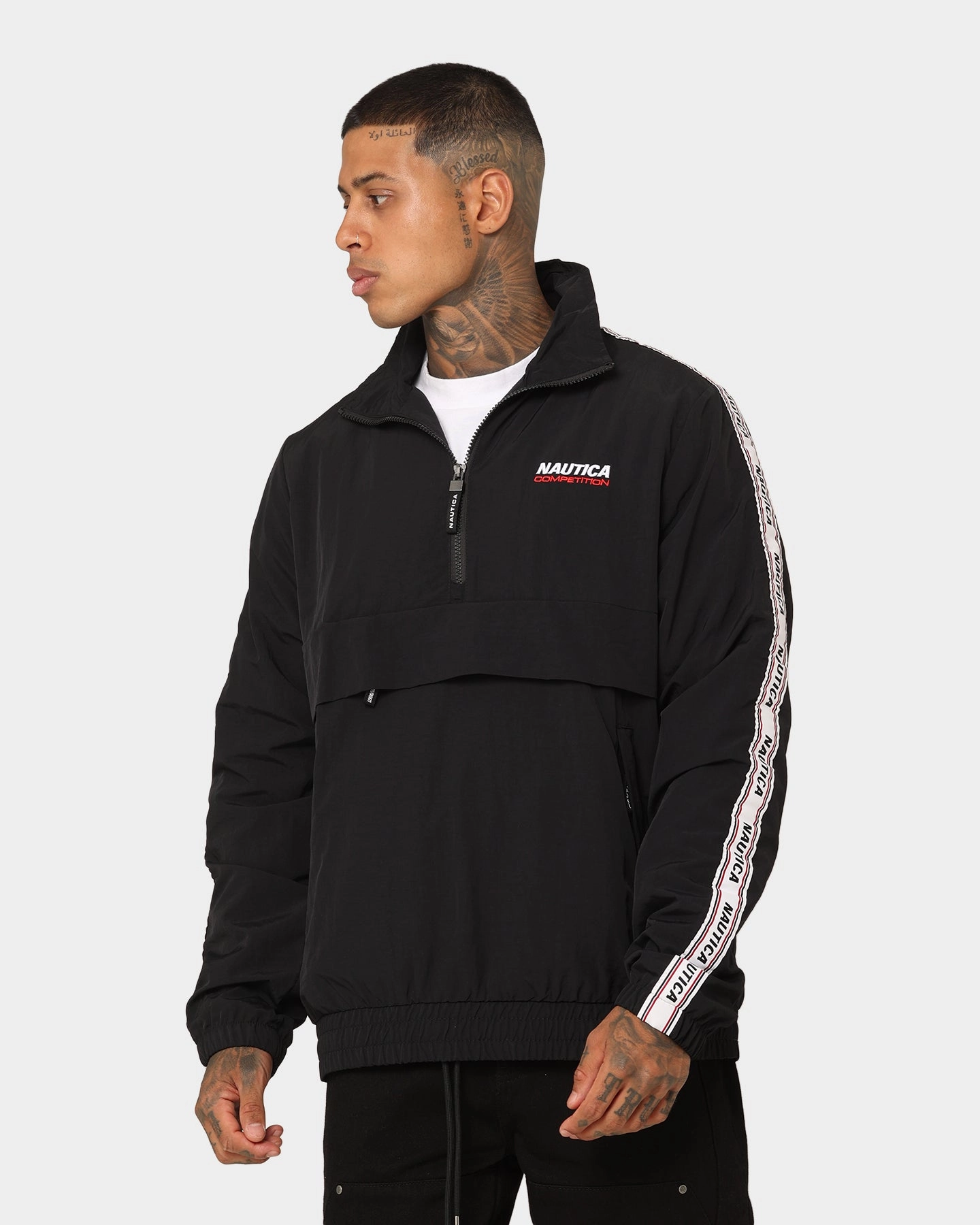Loop Fastened Hood Nautica Larkin Track Top Jacket Black