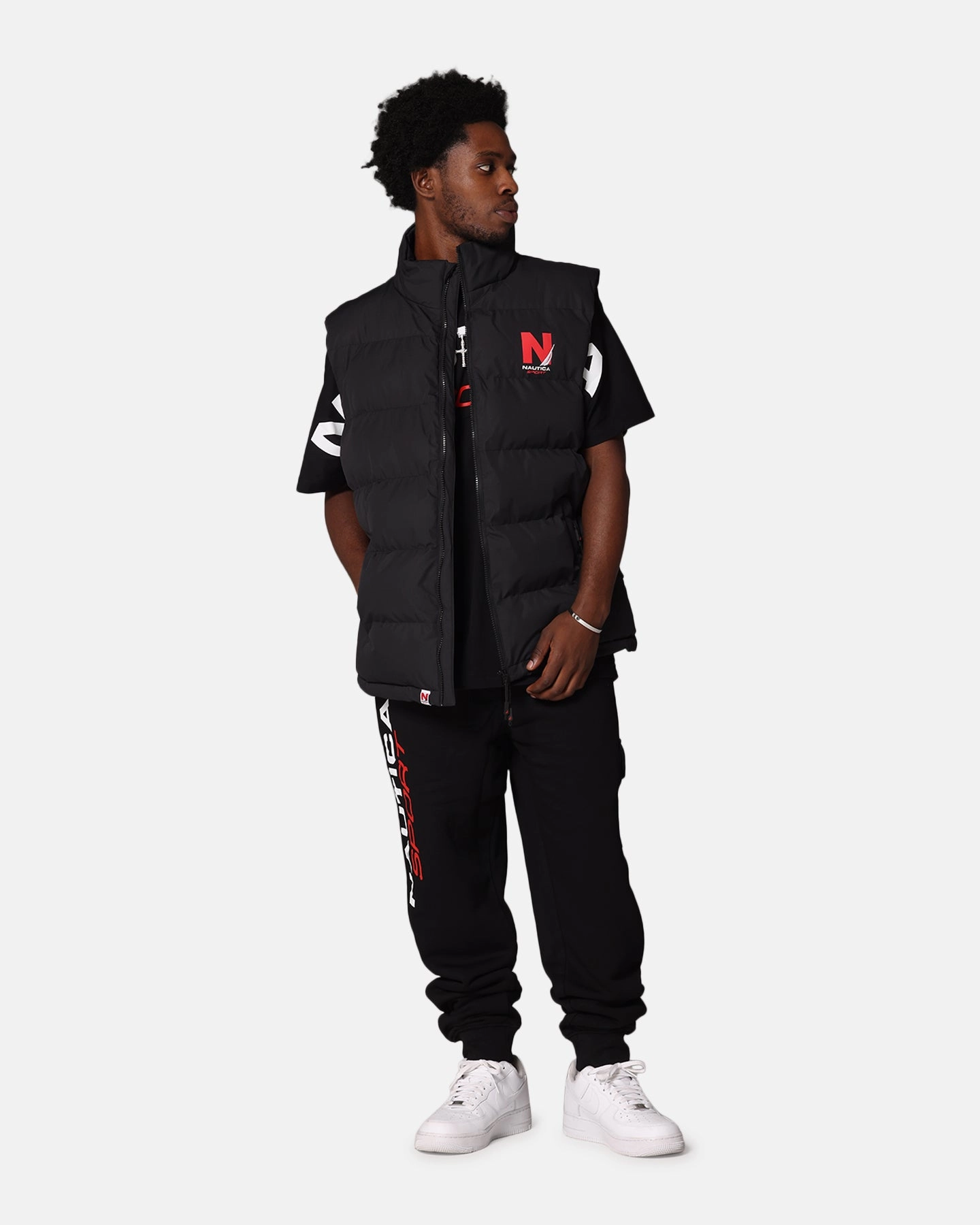 Machine-washable Slide Strap Waistband Nautica Sitka Padded Gilet Vest Black