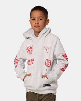 suitable for casual sports NBA Kids' Chicago Bulls Union Fleece Hoodie Silver Marle