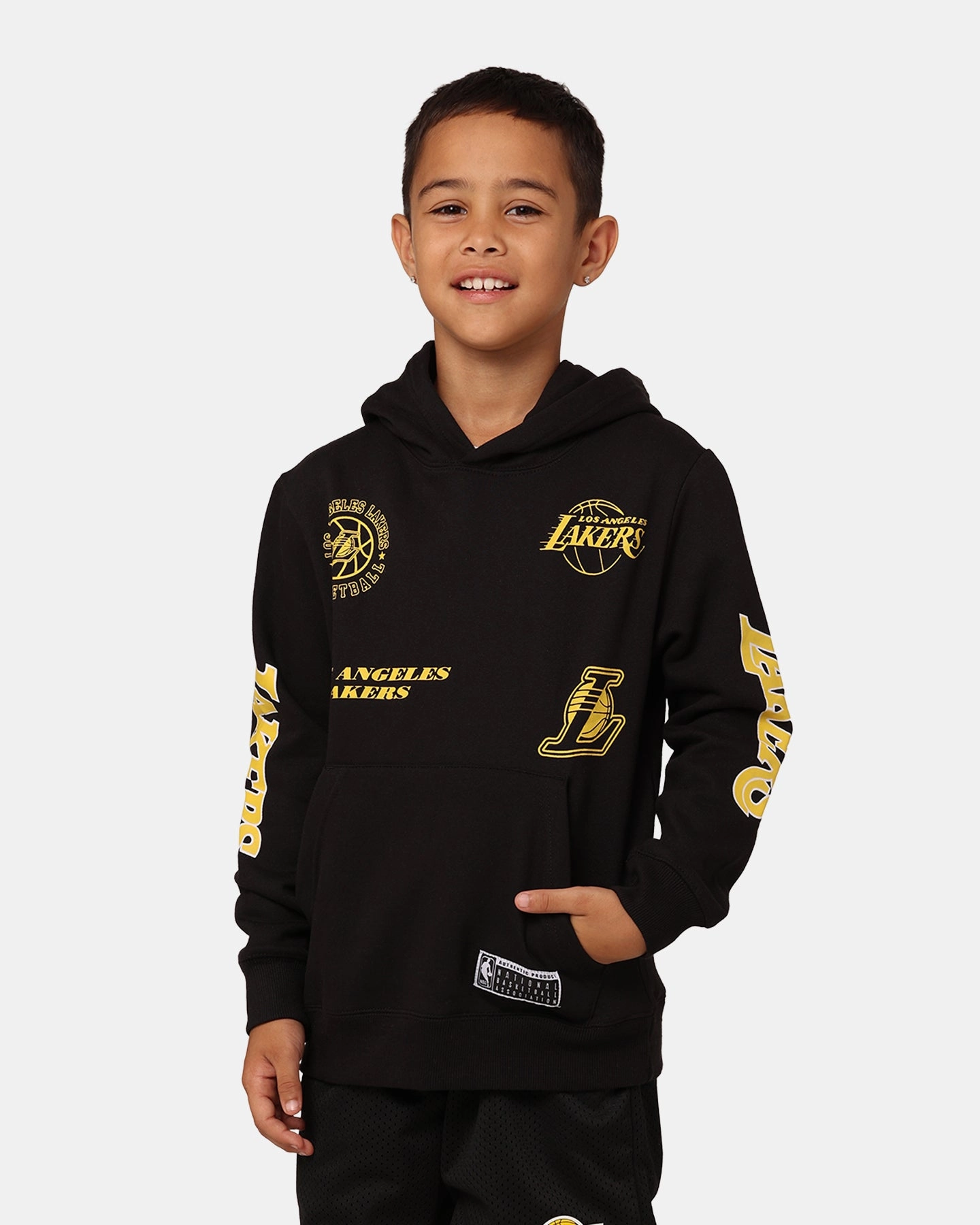 NBA Kids' Los Angeles Lakers Union Fleece Hoodie Black High Visibility Elements Non Restrictive Cut