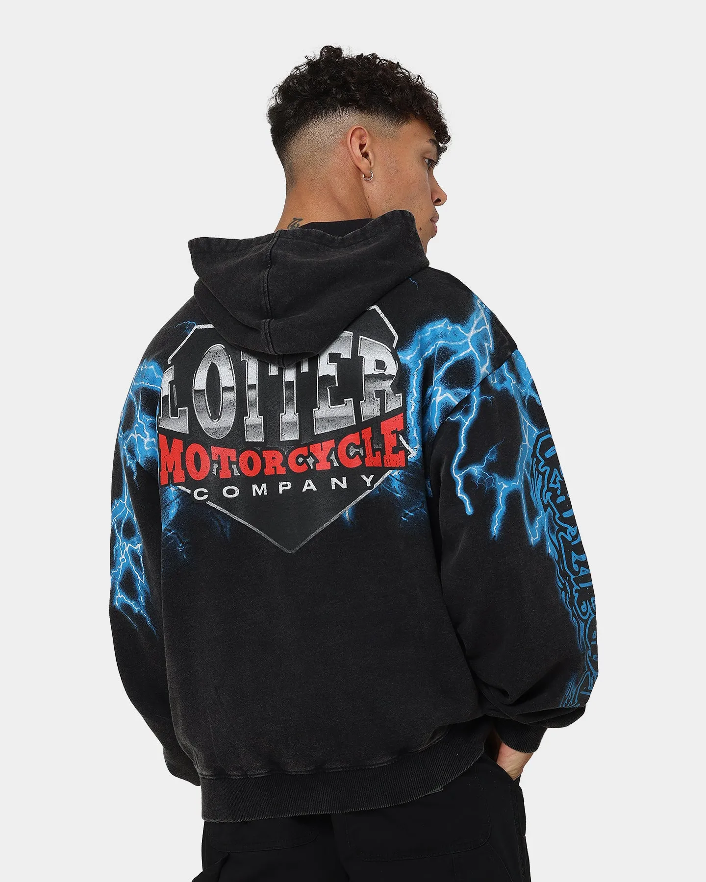 anniversary event Loiter Lightning Eagle Vintage Hoodie Vintage Black