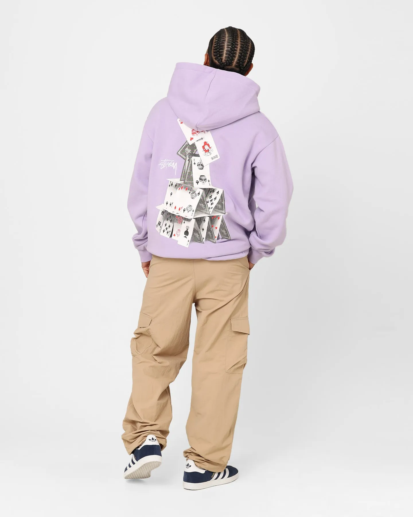 Windproof Closure Softshell Material Stussy House Of Cards Hoodie Lilac