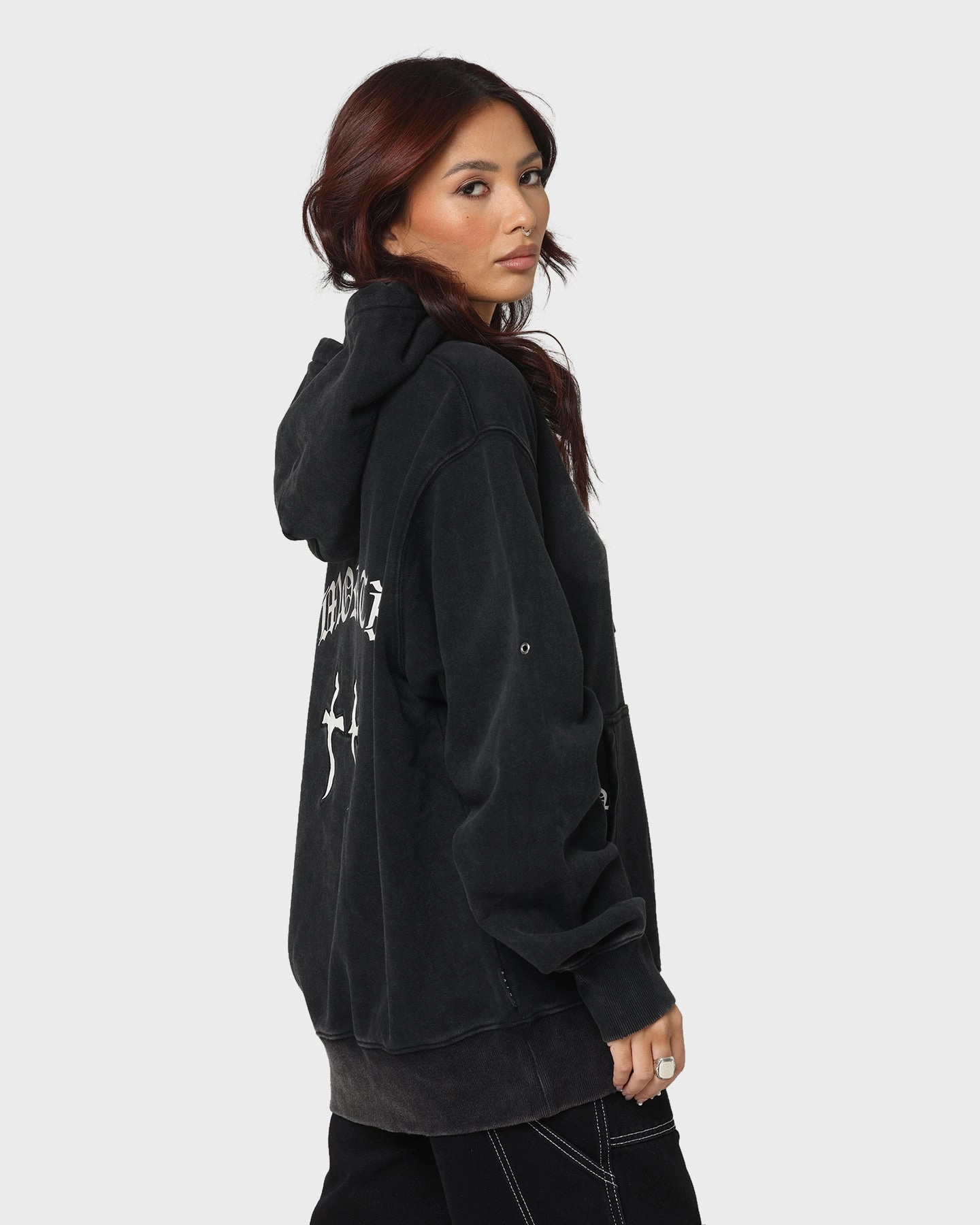 elastic waistband Saint Morta Day Of The Dead Hoodie Vintage Black