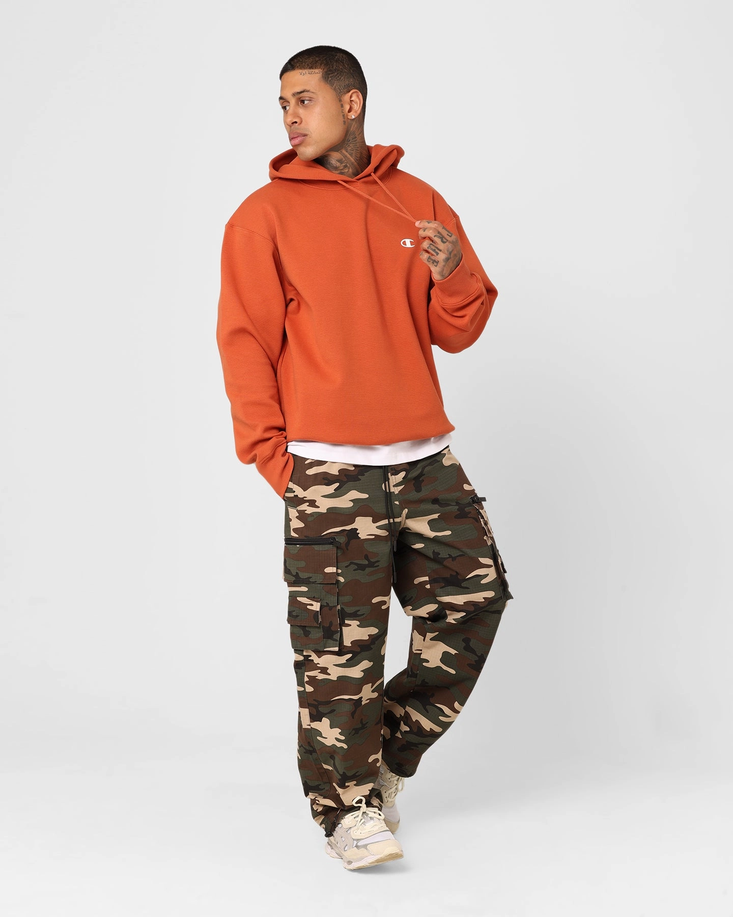 Windproof Barrier Design Influence Champion Rochester Base Hoodie Burnt Orange
