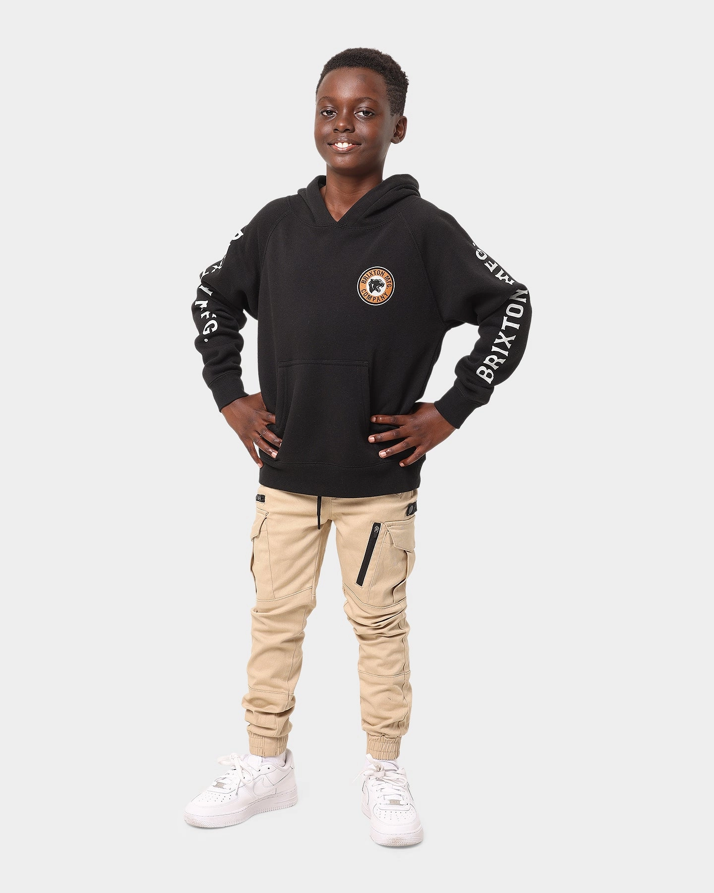 Brixton Kid's Forte Pullover Hoodie Black Adjustable Fit Exclusive