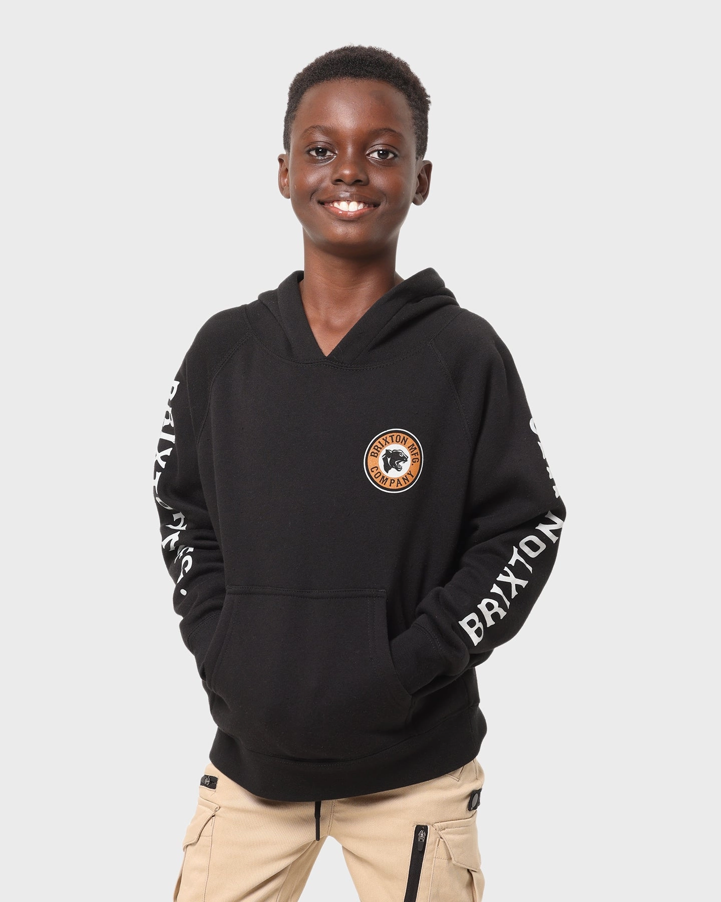 Brixton Kid's Forte Pullover Hoodie Black Universal Backpack Compatibility