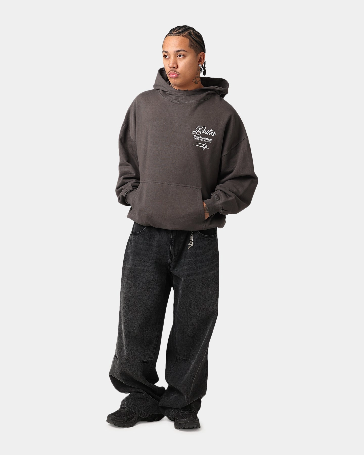 Stretch Panels regular Loiter Alter Hoodie Charcoal