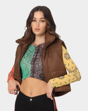 XXIII Women's Riya Puffer Vest Brown Checked