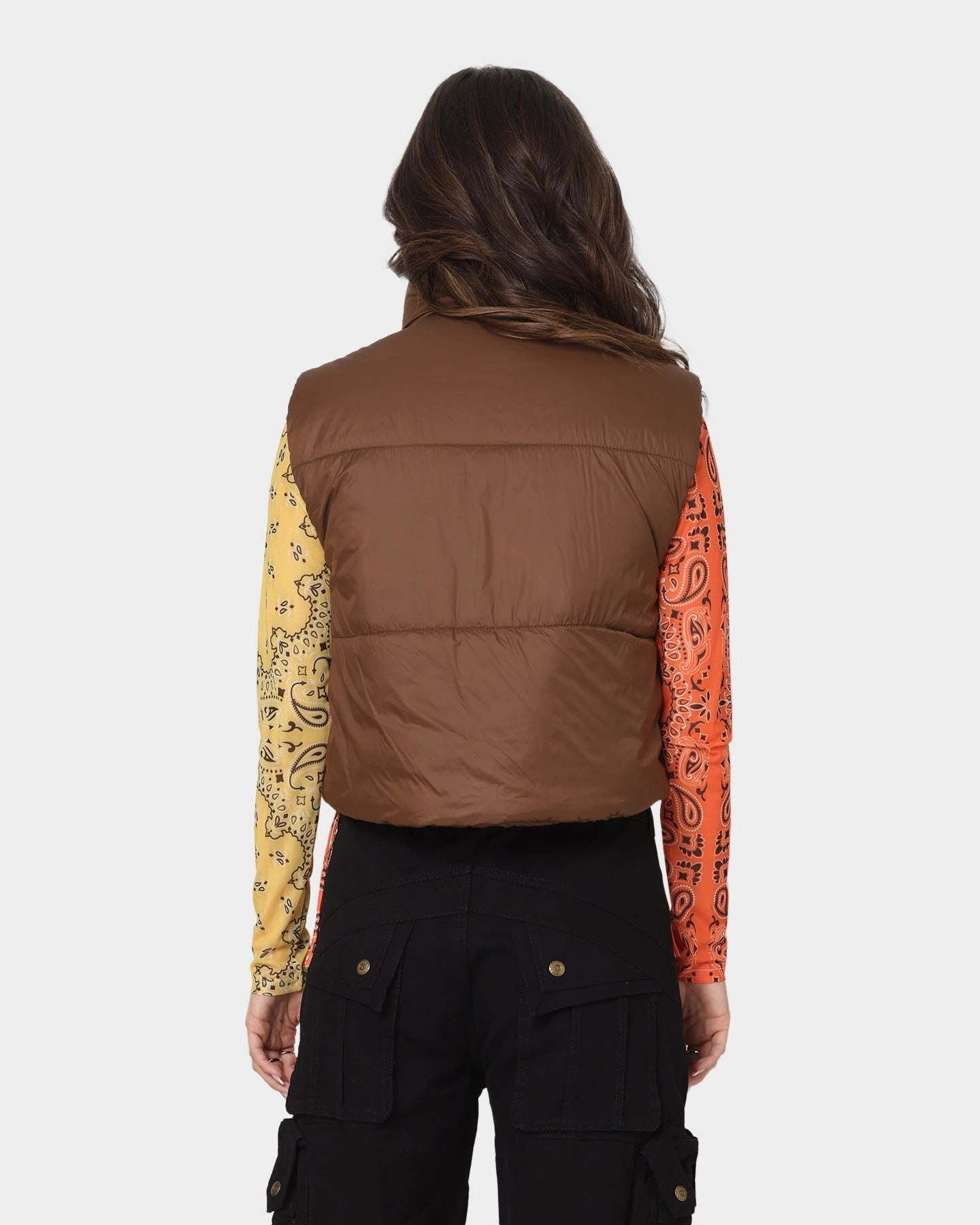 XXIII Women's Riya Puffer Vest Brown snap closure