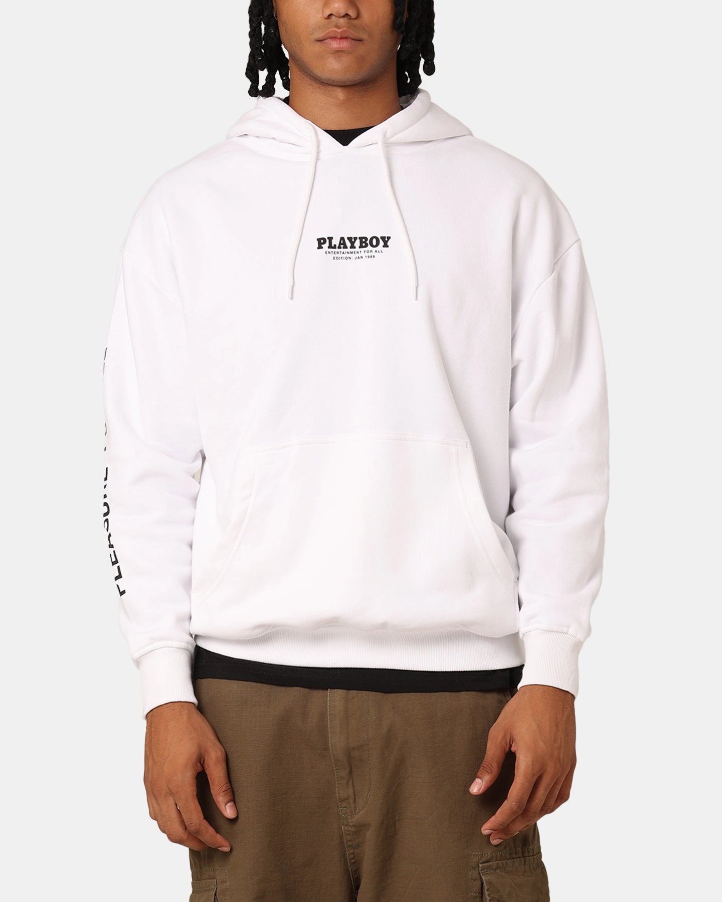 Playboy Jan '89 Hoodie White Waterproof Fabric