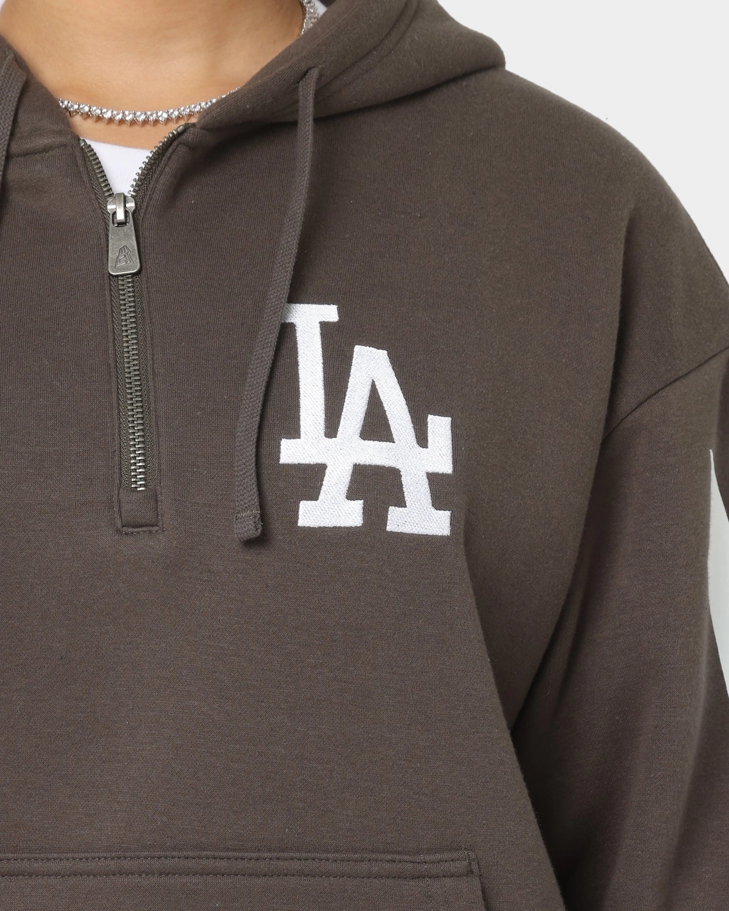 Sleek Jacket New Era Los Angeles Dodgers Quarter Zip Hoodie Moss