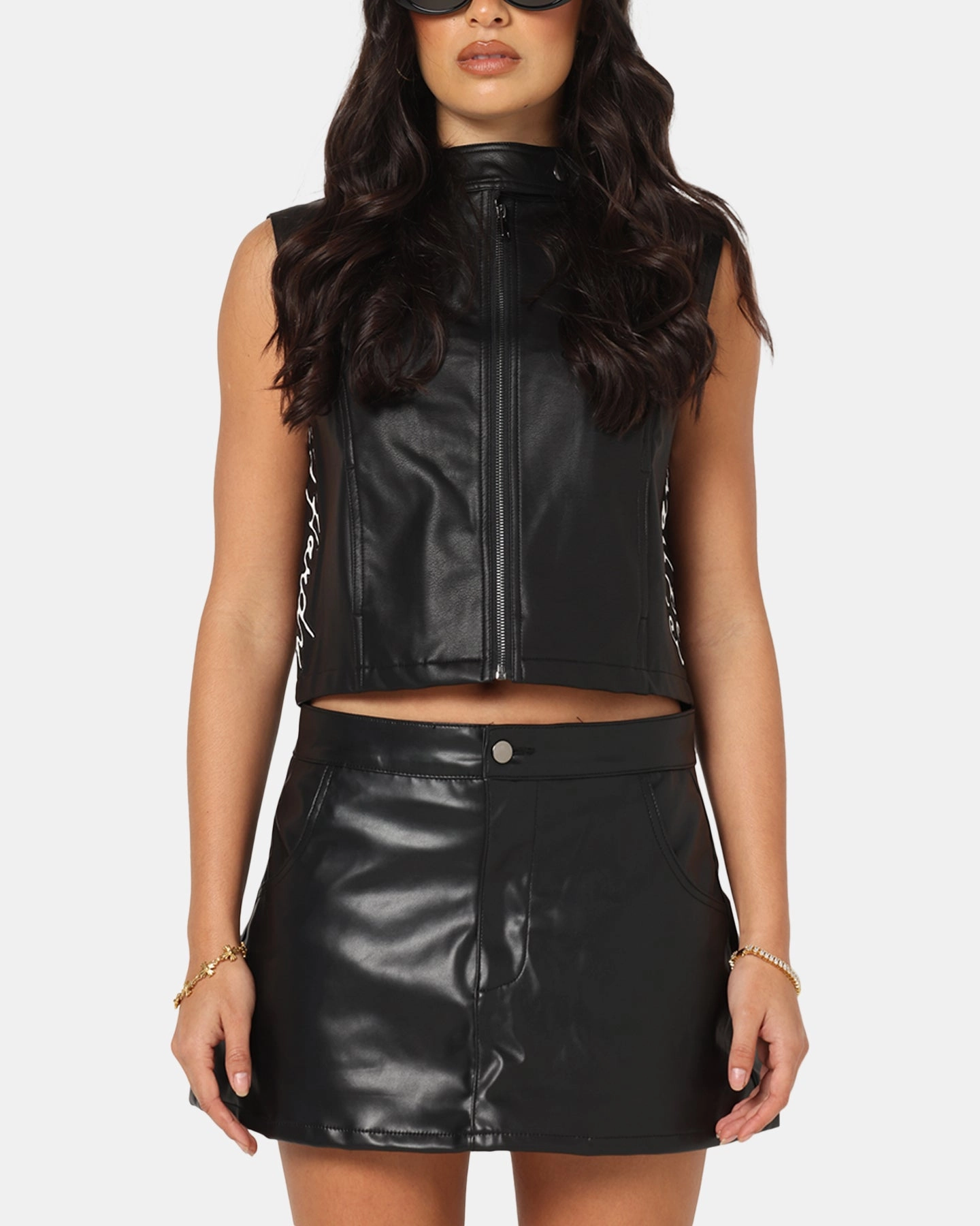 Ed Hardy Women's Vegan Leather Biker Vest Black challenge