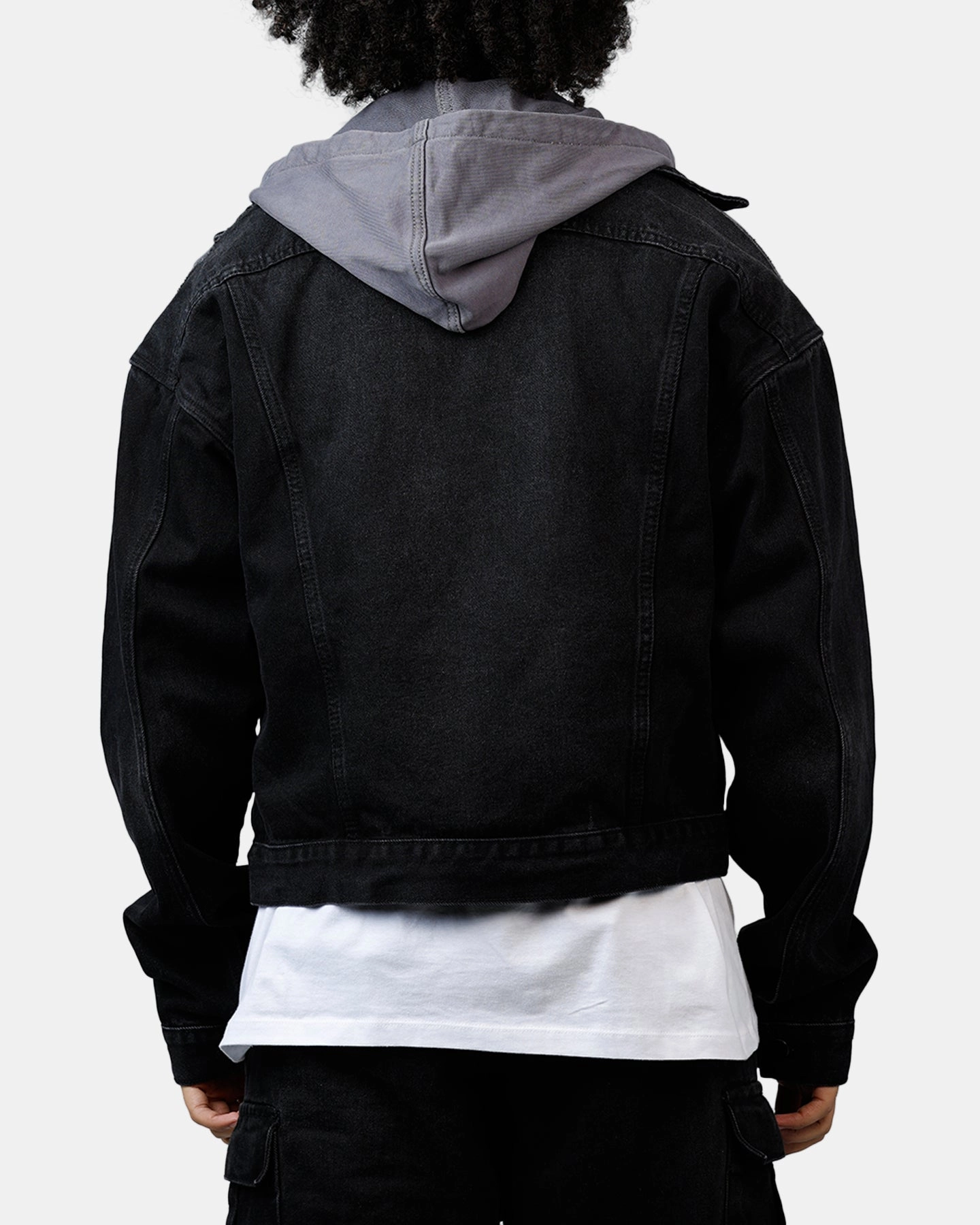 MNML Denim Dissolved Trucker Jacket Black/Grey Trendy Outerwear Beach Holiday