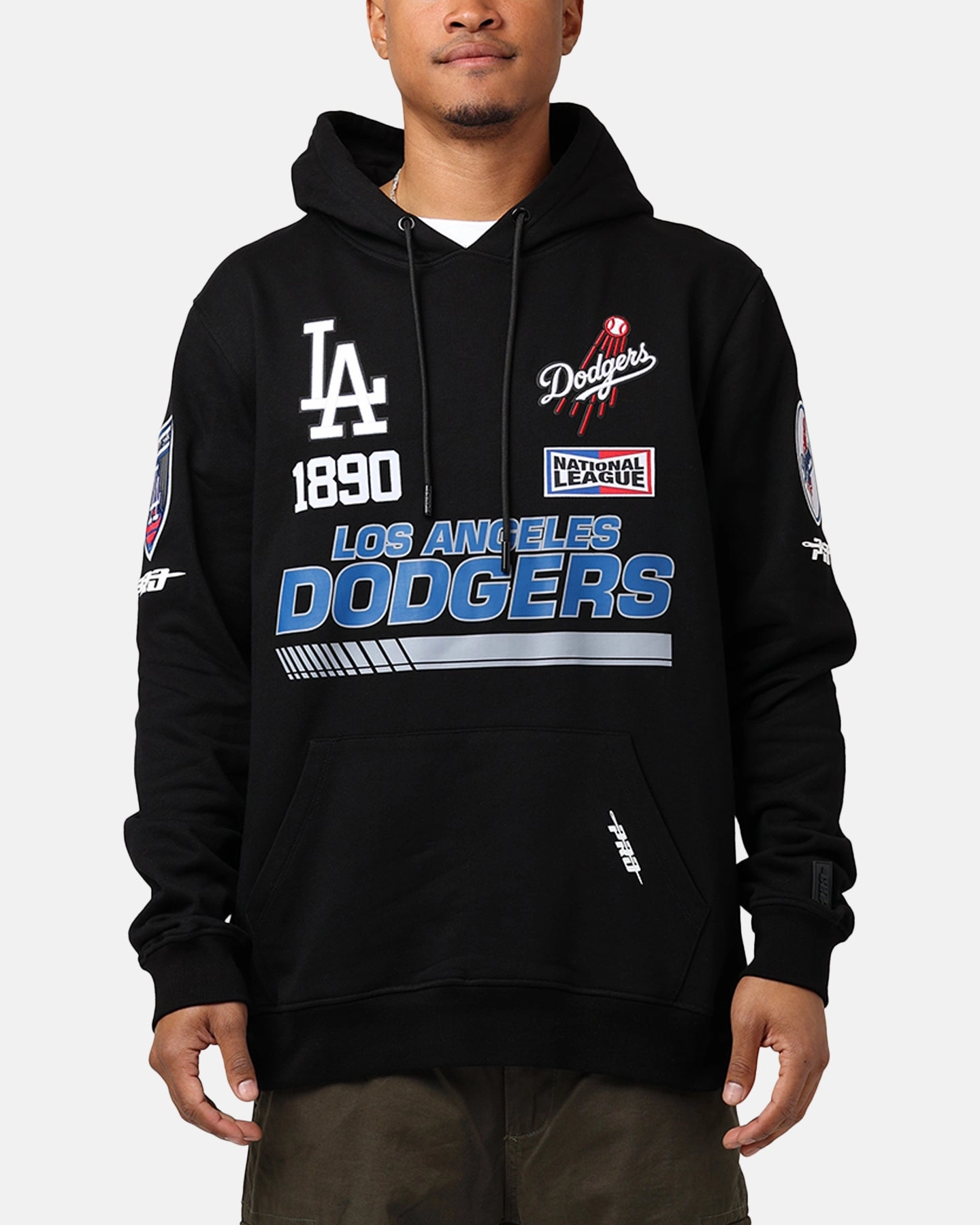 High Neck Packable Construction Pro Standard Los Angeles Dodgers Fast Lane Hoodie Black