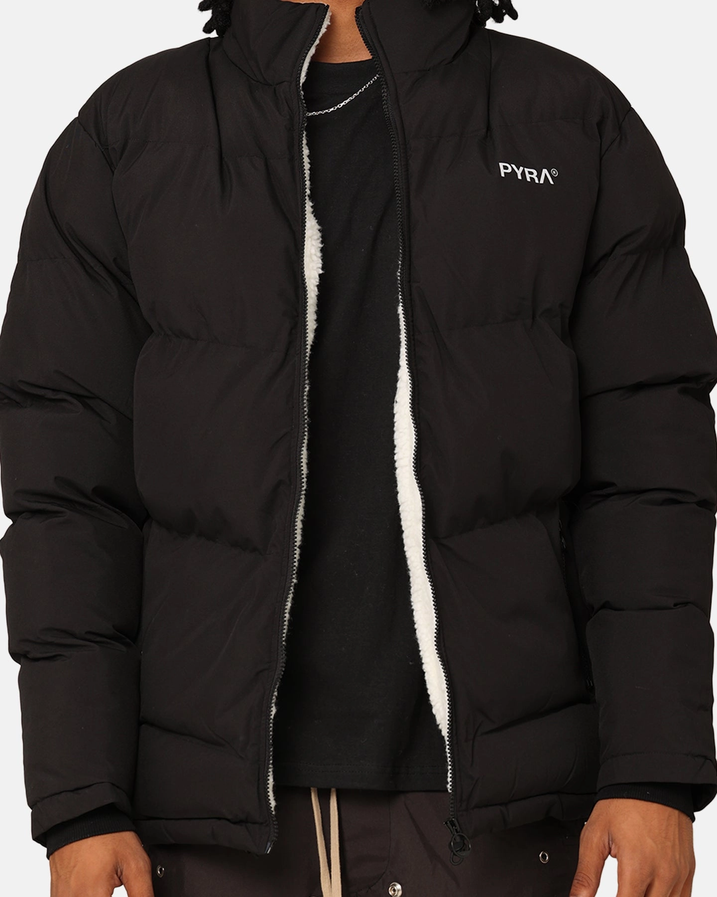 Seam Sealed Construction Powder Pyra Sherpa Puffa Jacket Black