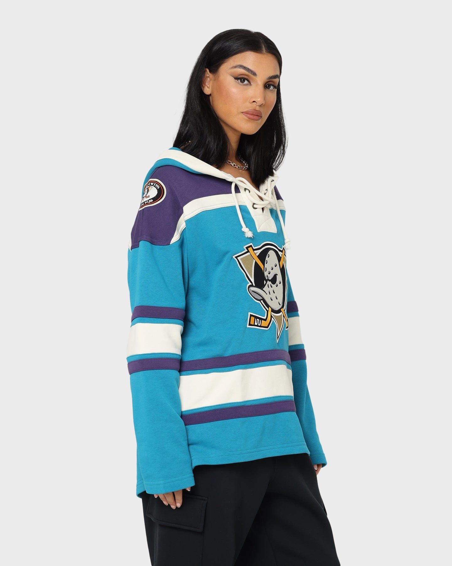 47 Brand Anaheim Ducks Lacer Hoodie Purple/Sharks Teal Camping Trip