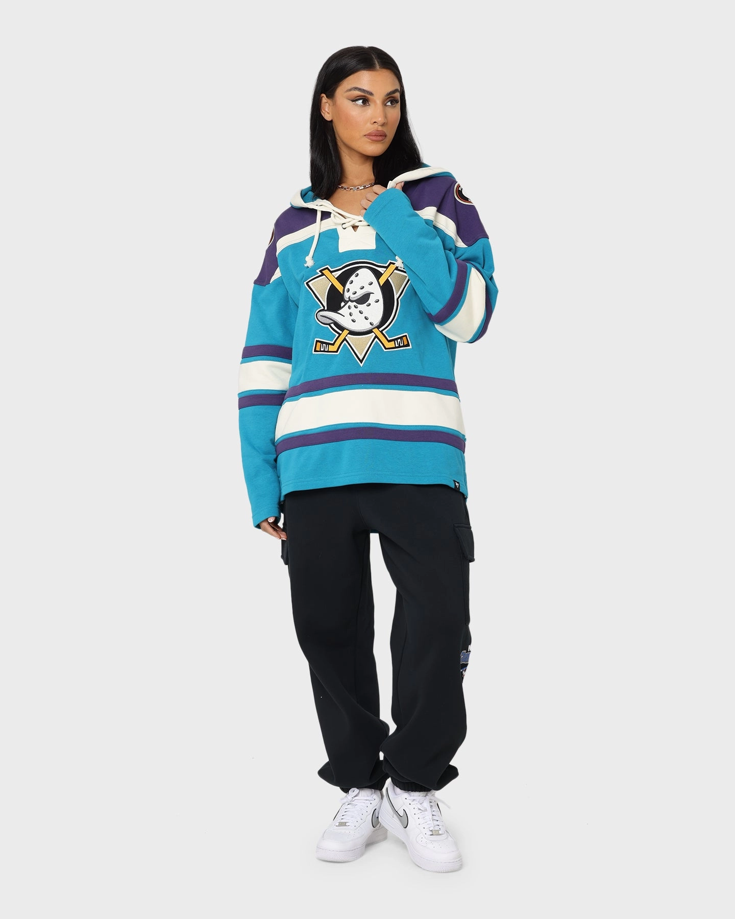 47 Brand Anaheim Ducks Lacer Hoodie Purple/Sharks Teal suburban residents