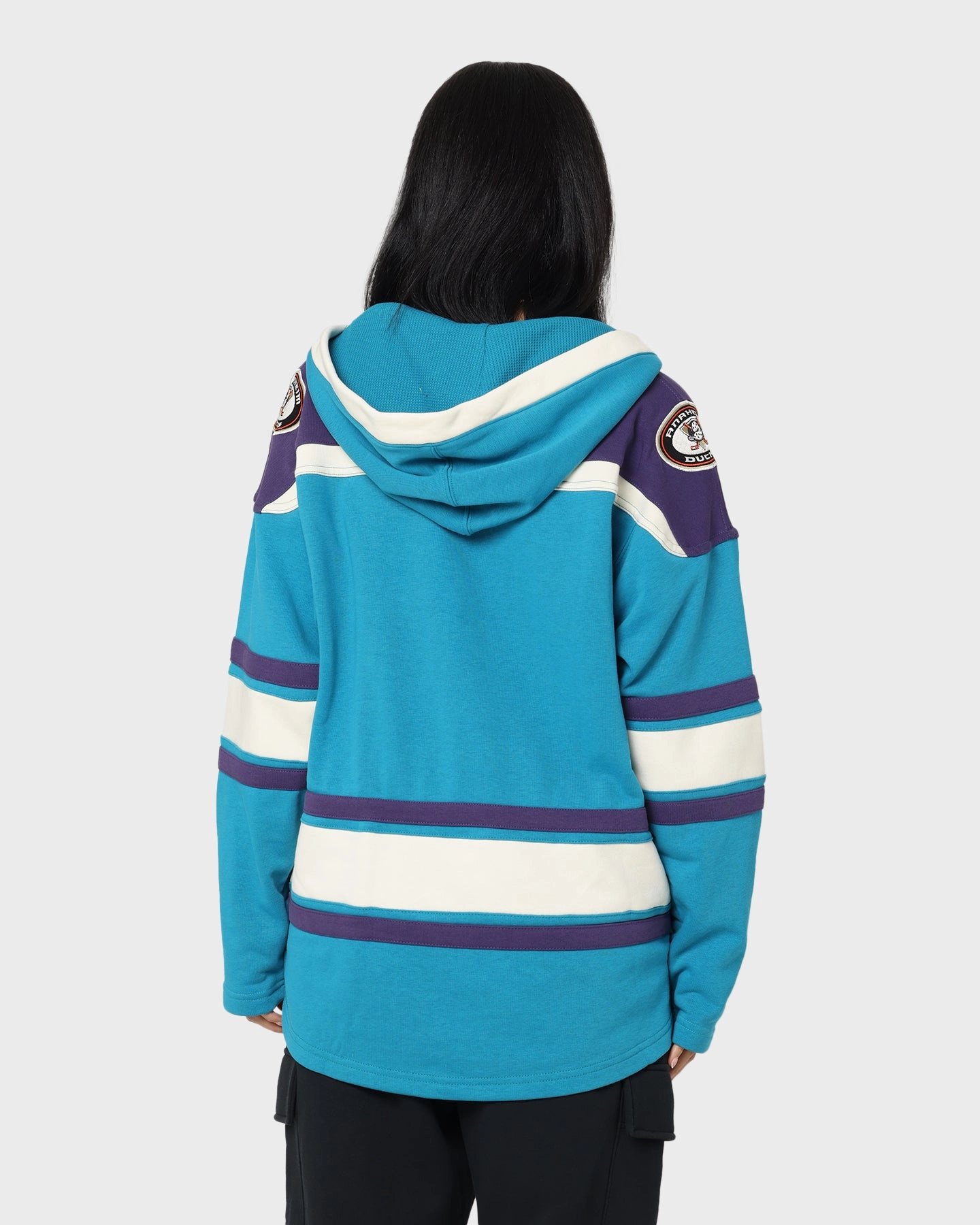 Lightweight Construction Universal Size Adaptation 47 Brand Anaheim Ducks Lacer Hoodie Purple/Sharks Teal