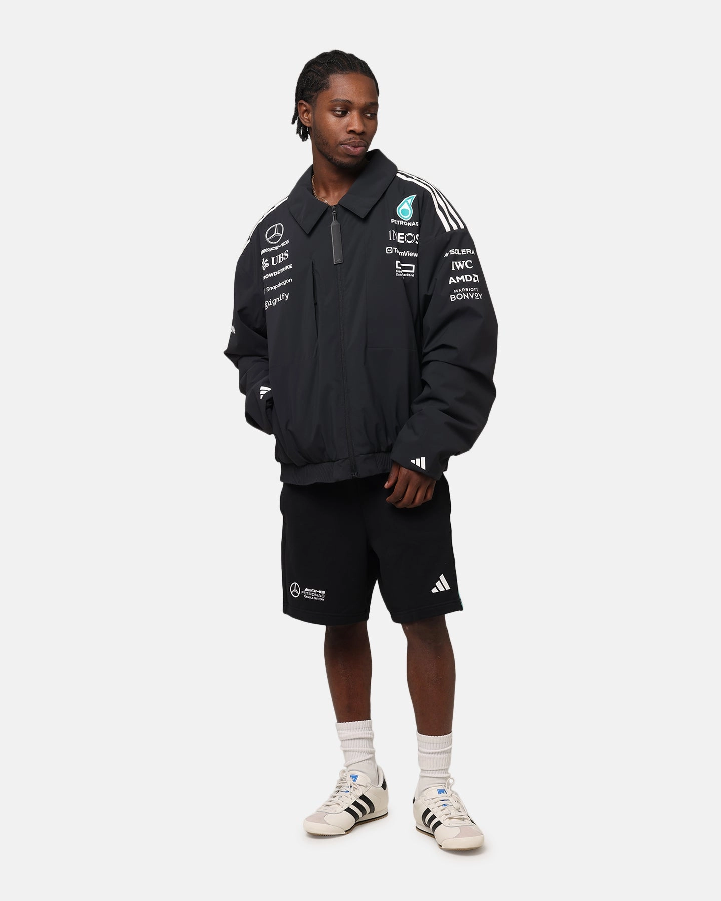 adidas x Mercedes-AMG PETRONAS Formula One F1 2025 Team Jacket Black/White Modern