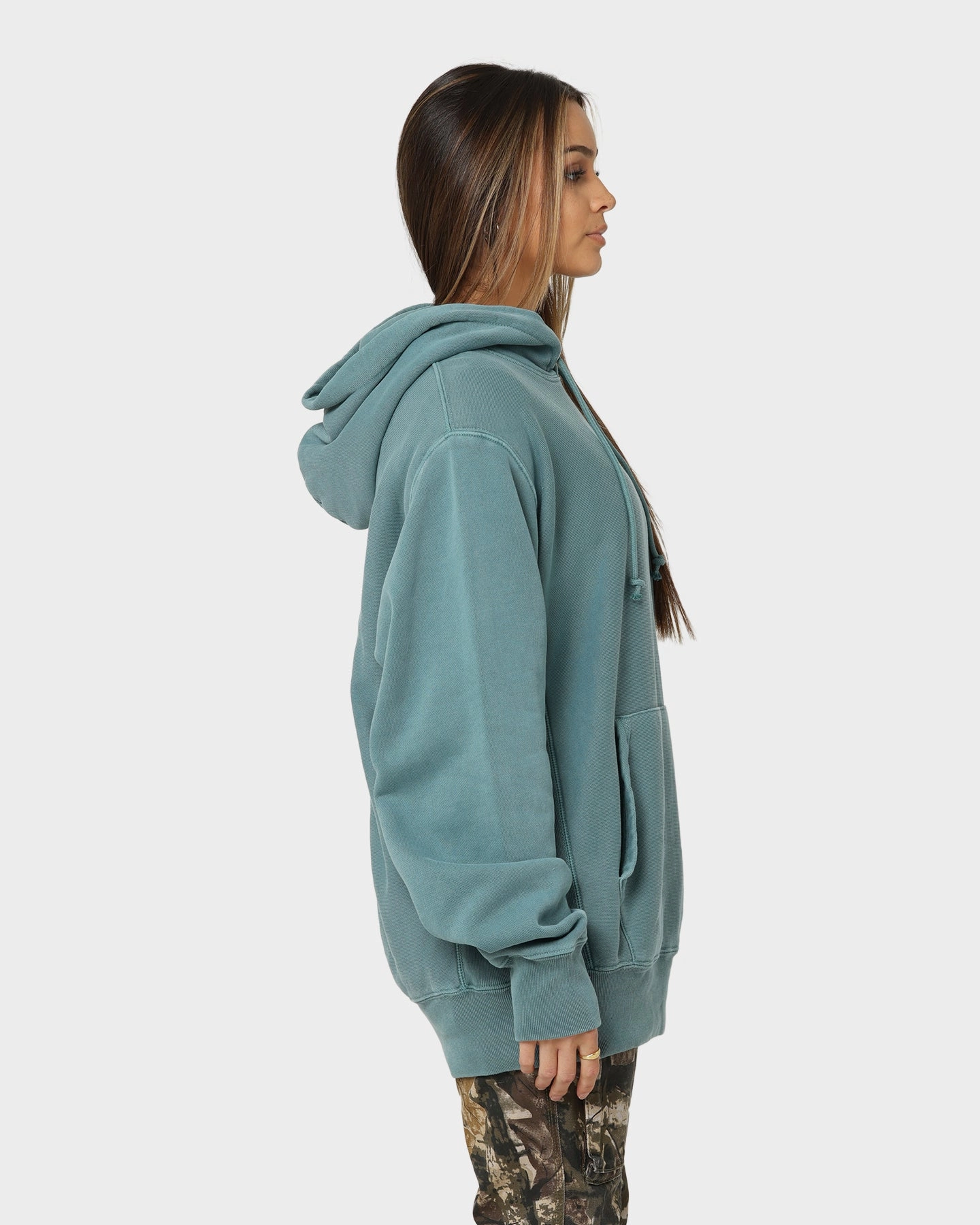 Oil Champion Reverse Weave Garm Dye Hoodie Aqua Tonic