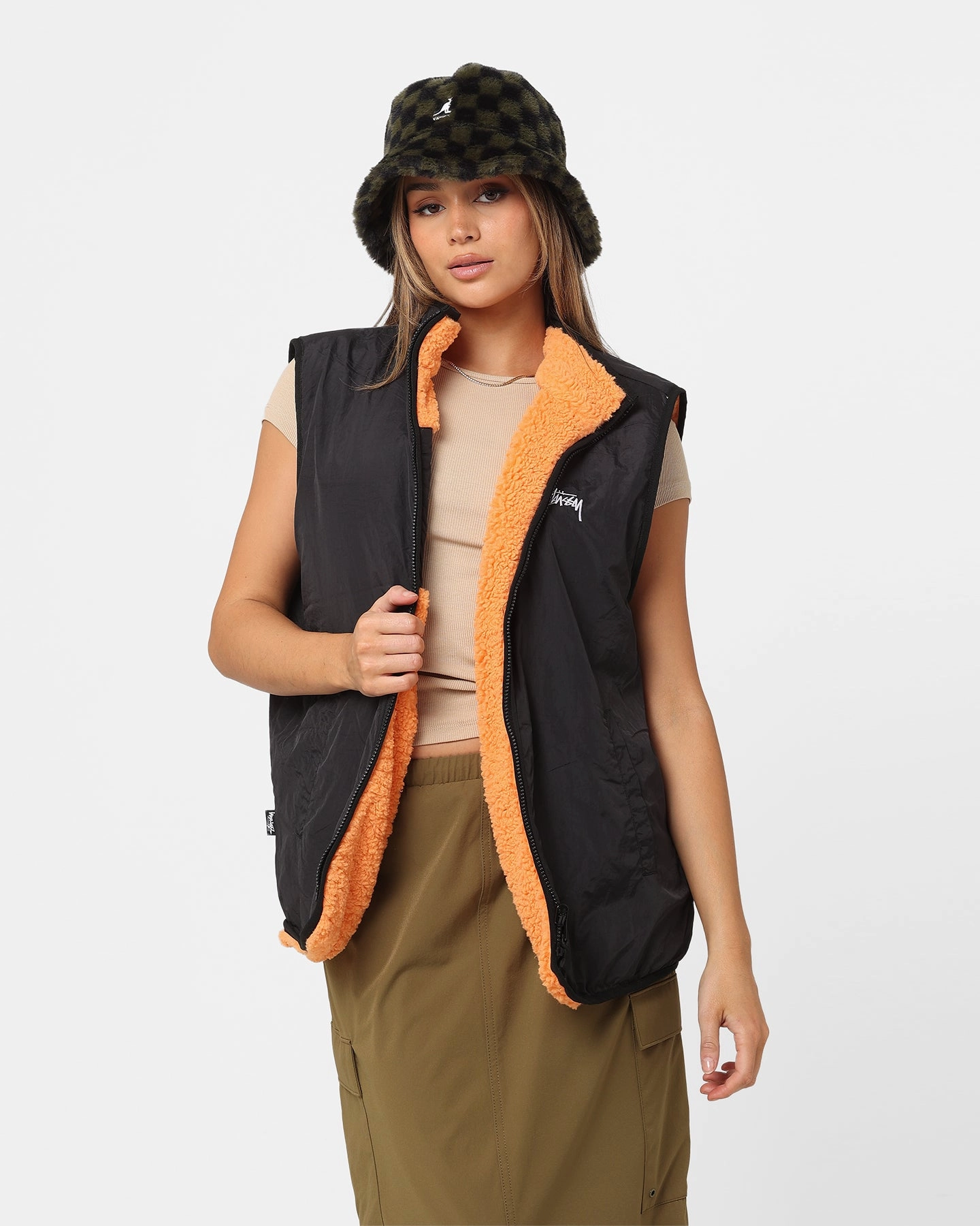 Stain Resistant Talent Stussy Reversible Stock Sherpa Jacket Orange