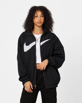 Nike Women's Sportswear Essential Woven Jacket Black/White Functional Fit Insulated Layer