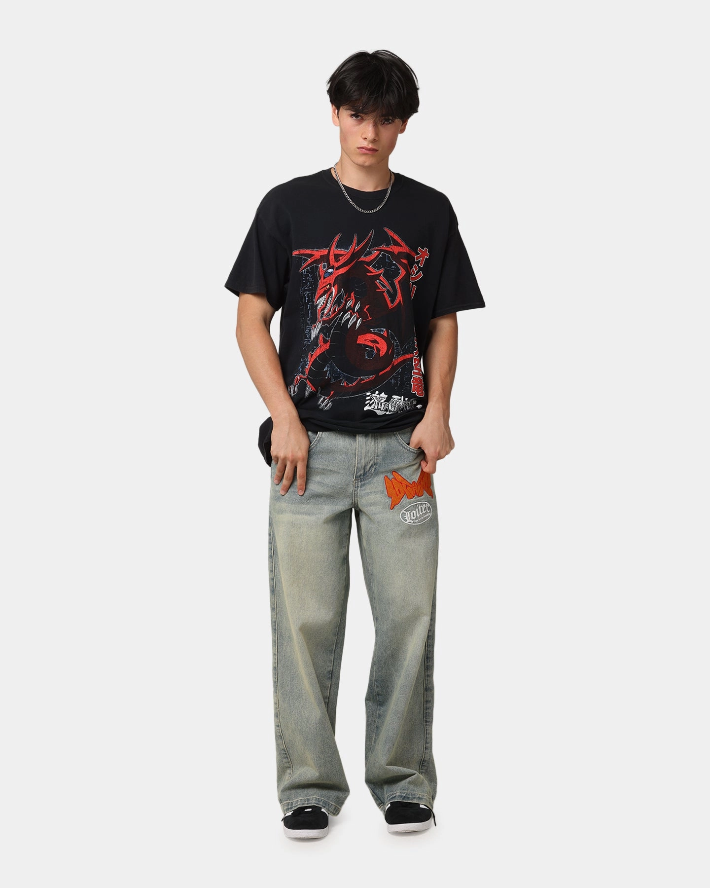 Smooth Look Classic Style Goat Crew X Yu-Gi-Oh! Slifer Vintage T-Shirt Black Wash