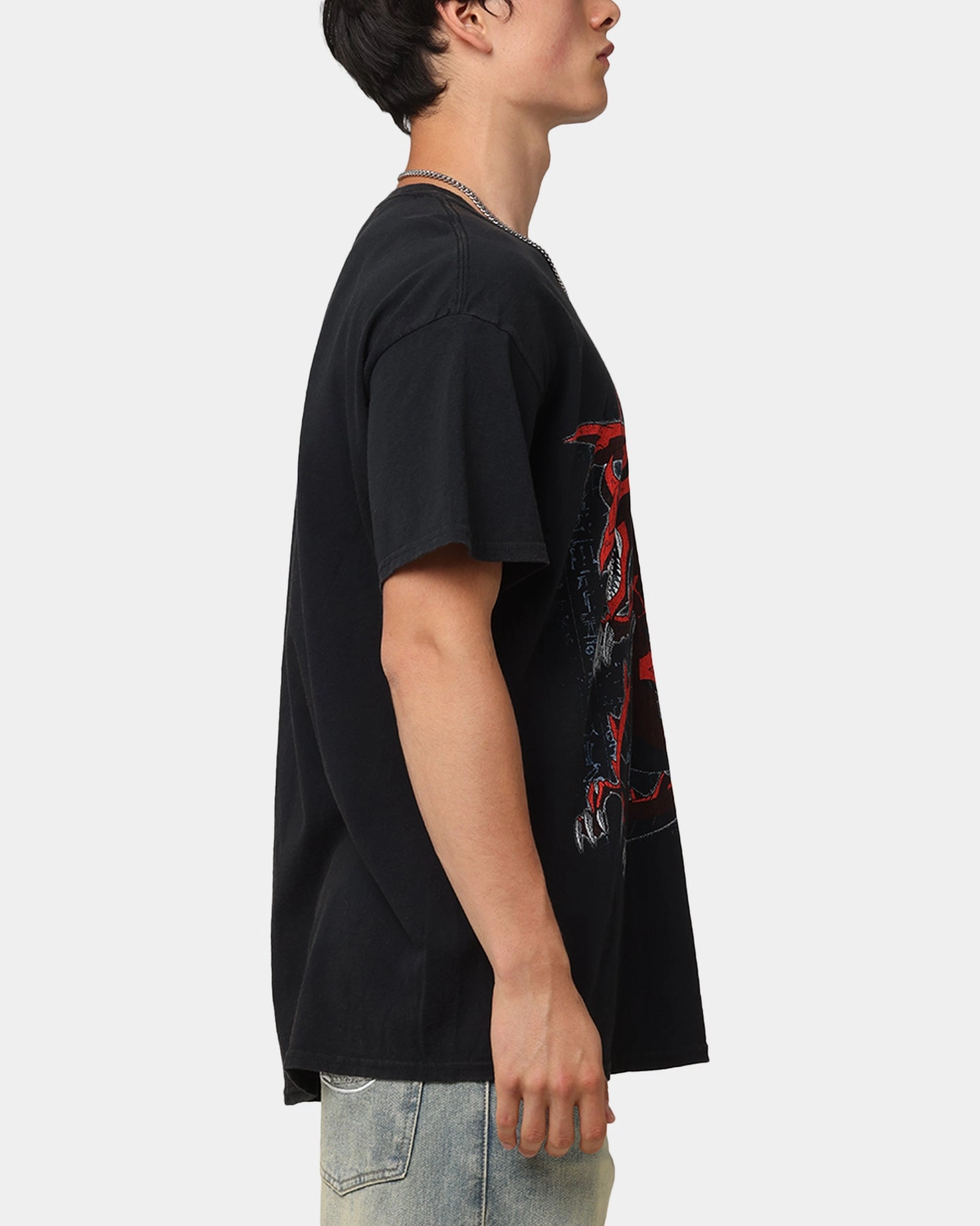 Low Profile Collar VintageWashEffect Goat Crew X Yu-Gi-Oh! Slifer Vintage T-Shirt Black Wash