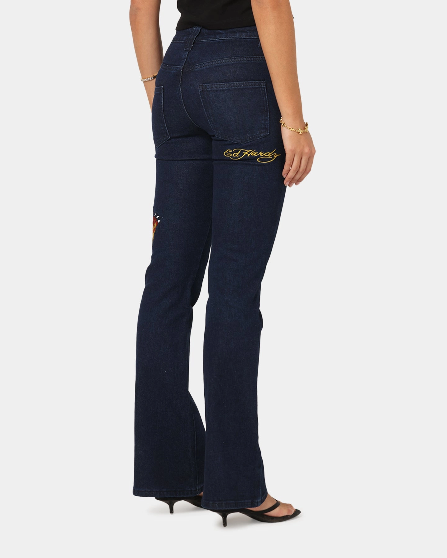 Fall Outfit Ed Hardy Women's Feline Bootleg Jeans Indigo Denim