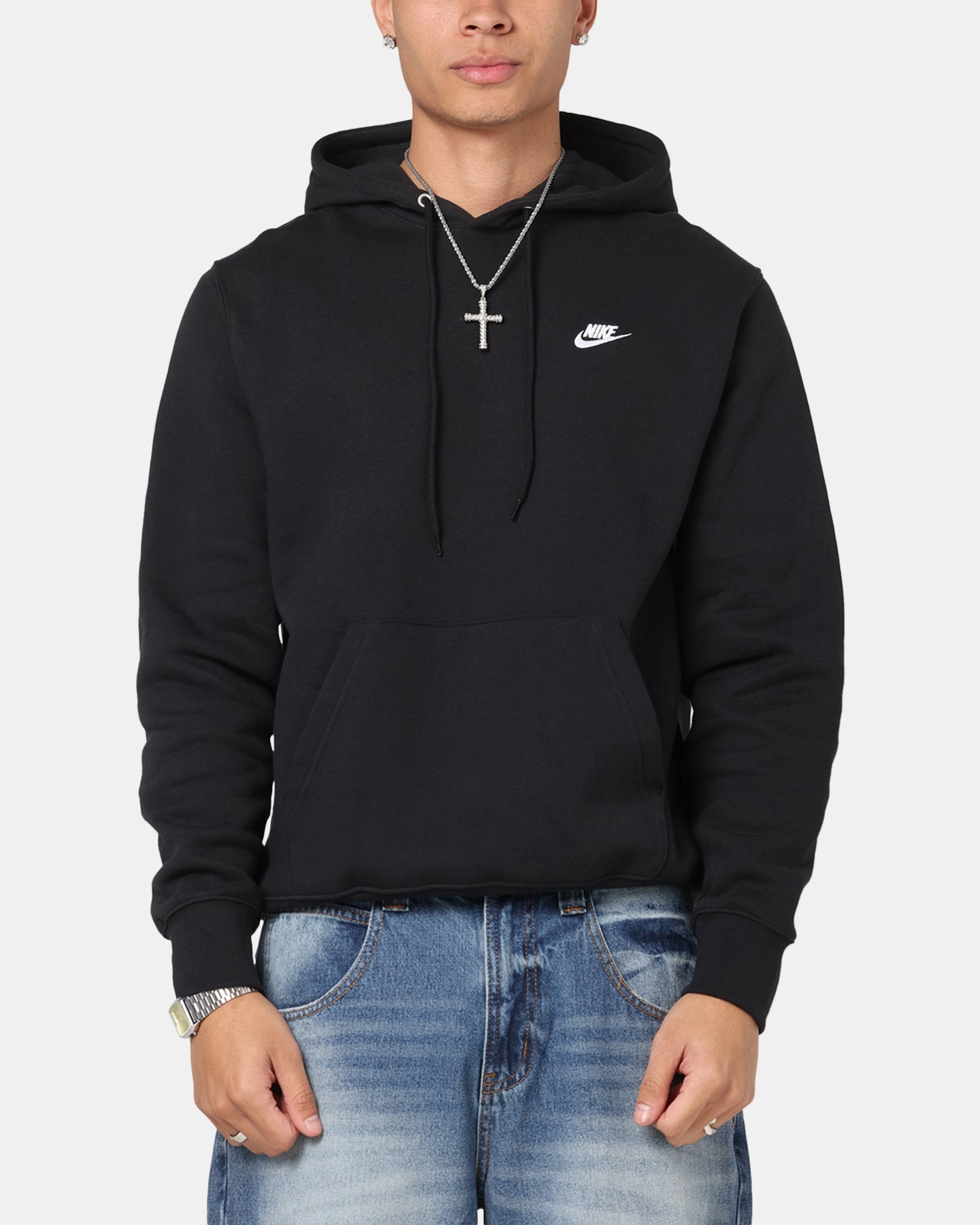 Nike Club Pullover Fleece Hoodie Black/Black/White Cinco de Mayo wear Low Profile Branding