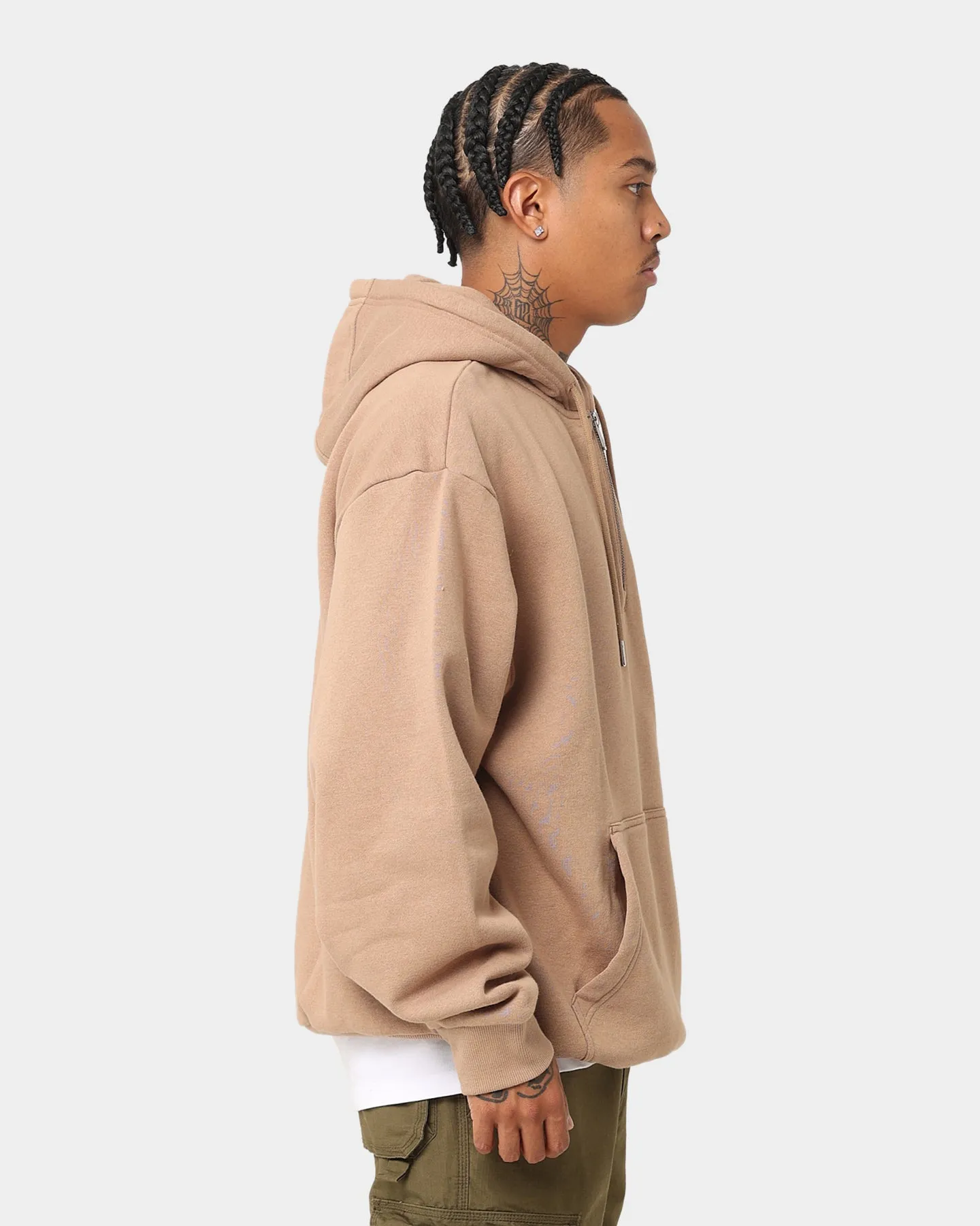 New Era Las Vegas Raiders Quarter Zip Sleeve Script Hoodie Khaki/Black Operation SnapFasteners