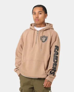 dancers Construct New Era Las Vegas Raiders Quarter Zip Sleeve Script Hoodie Khaki/Black
