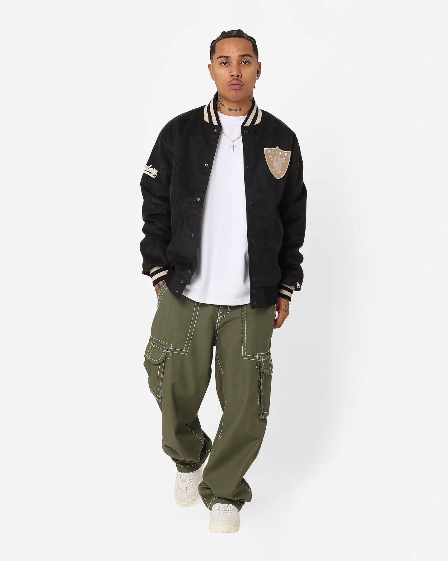 Street Ready Softshell Fabric New Era Las Vegas Raiders Suede Jacket Black