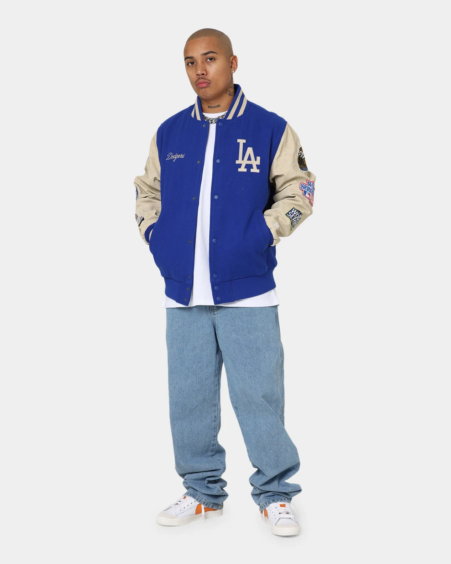 Lockdown Hood Toggle New Era Los Angeles Dodgers MLB World Series Varsity Jacket Blue